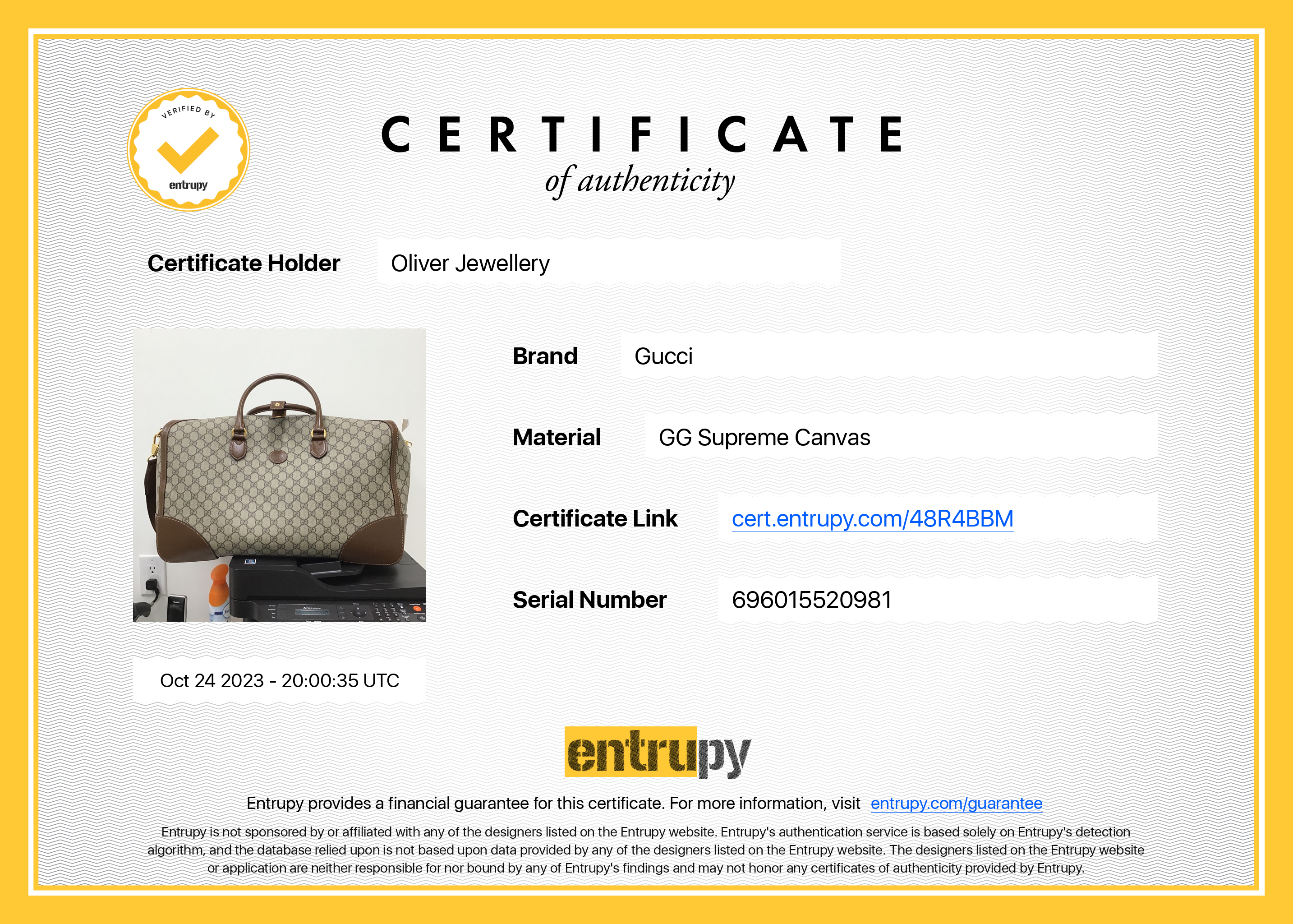 Gucci GG Supreme Interlocking G Duffle Bag w/ Strap