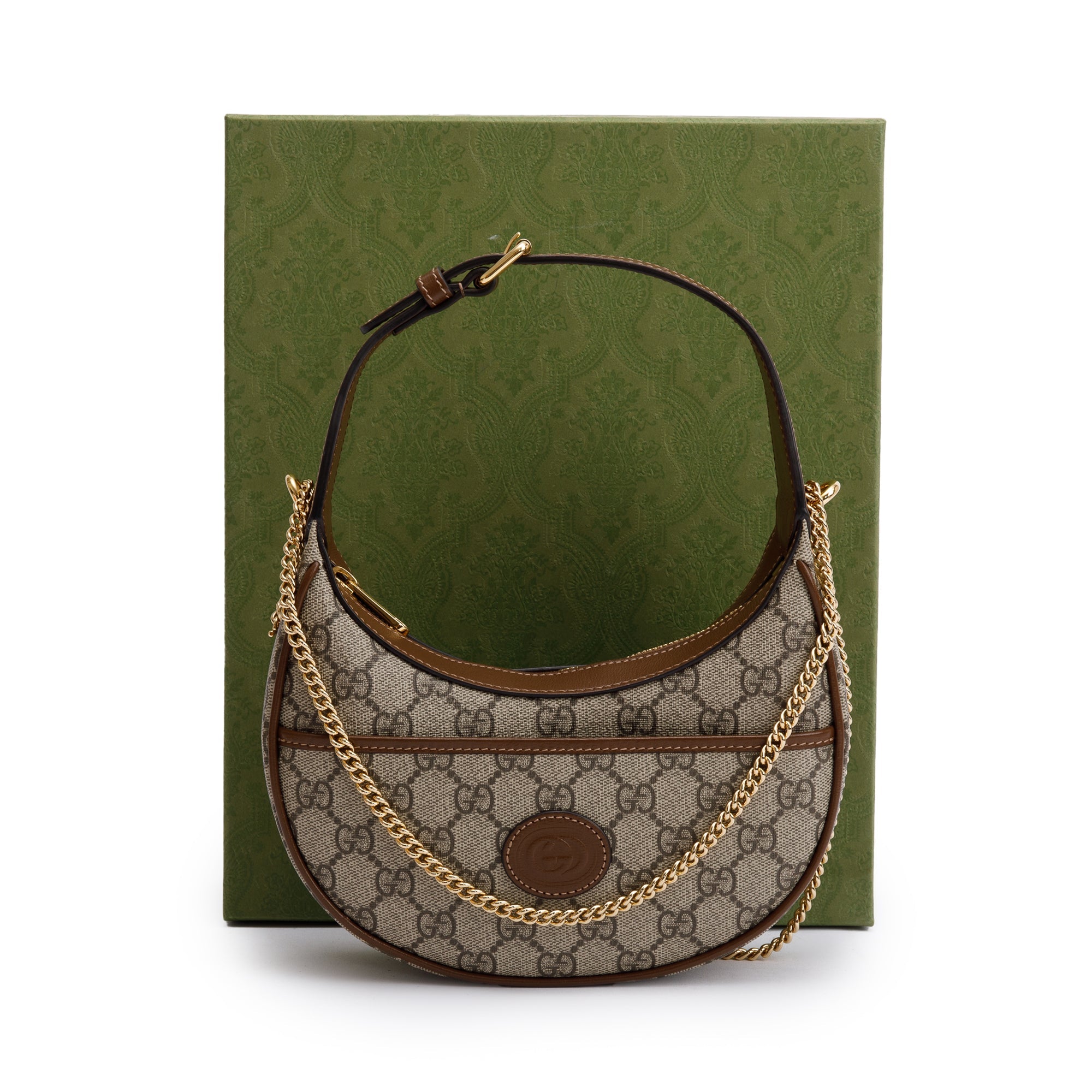 Gucci GG Supreme Interlocking G Half-Moon Shaped Mini Bag w/ Box