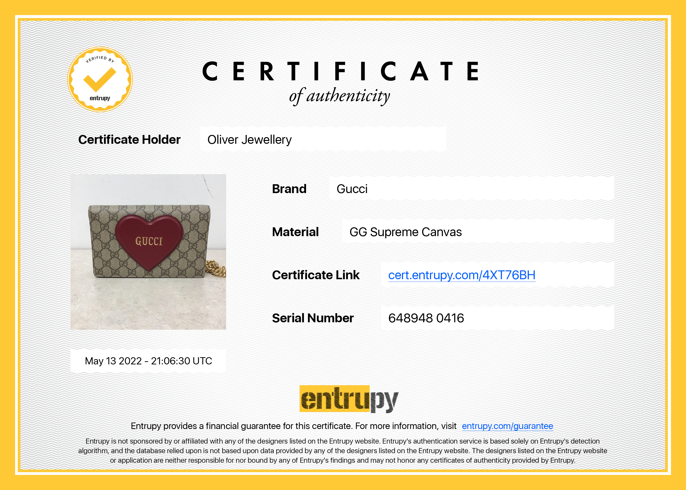 Gucci GG Supreme Limited Edition Valentine's Day Wallet on Chain w/ Box