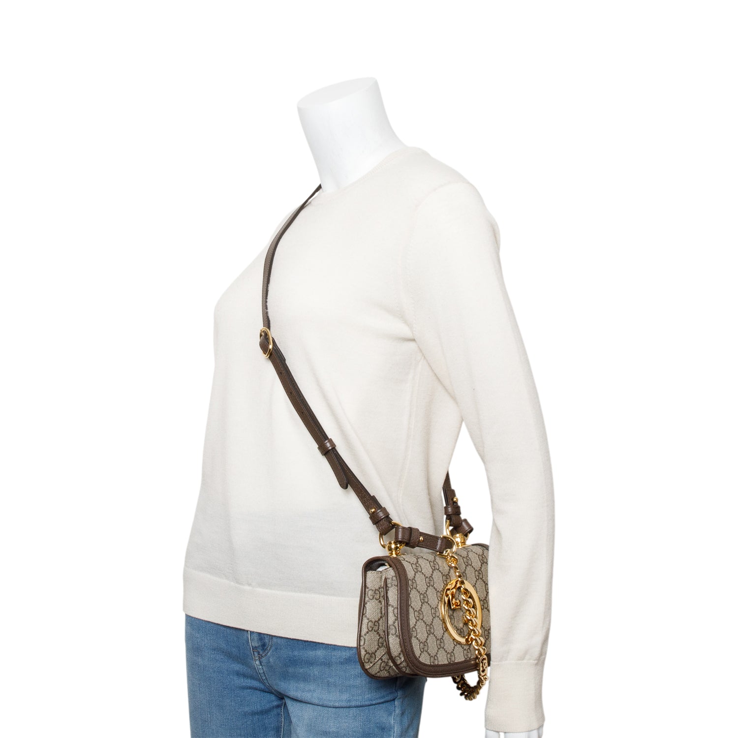 Gucci GG Supreme Mini Blondie Shoulder Bag w/ Straps