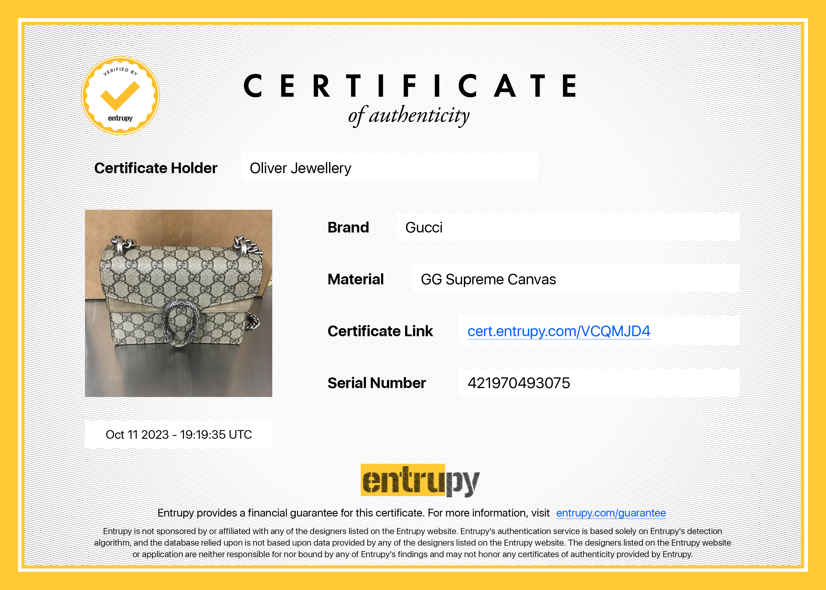 Gucci GG Supreme Mini Dionysus Chain Wallet