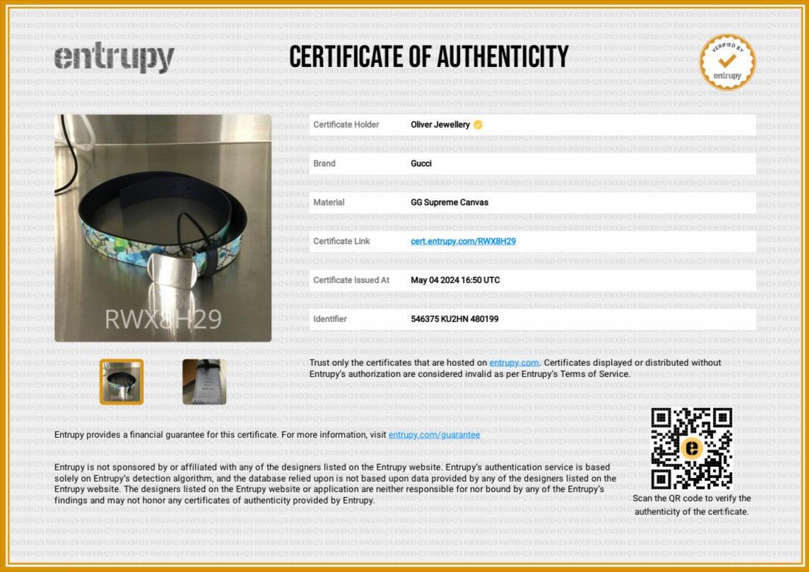 Gucci GG Supreme Monogram Blooms Plaque Belt, 90 36