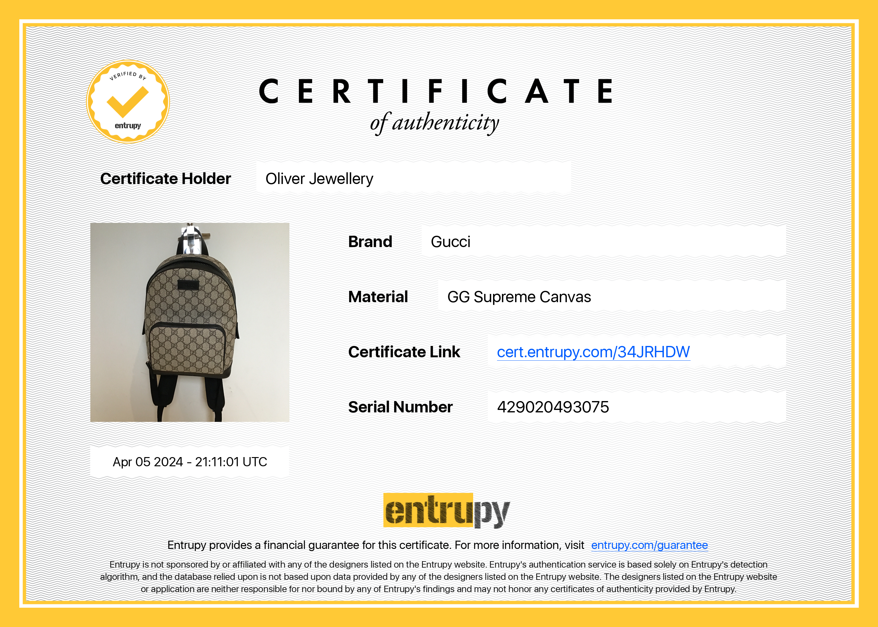 Gucci GG Supreme Small Eden Backpack