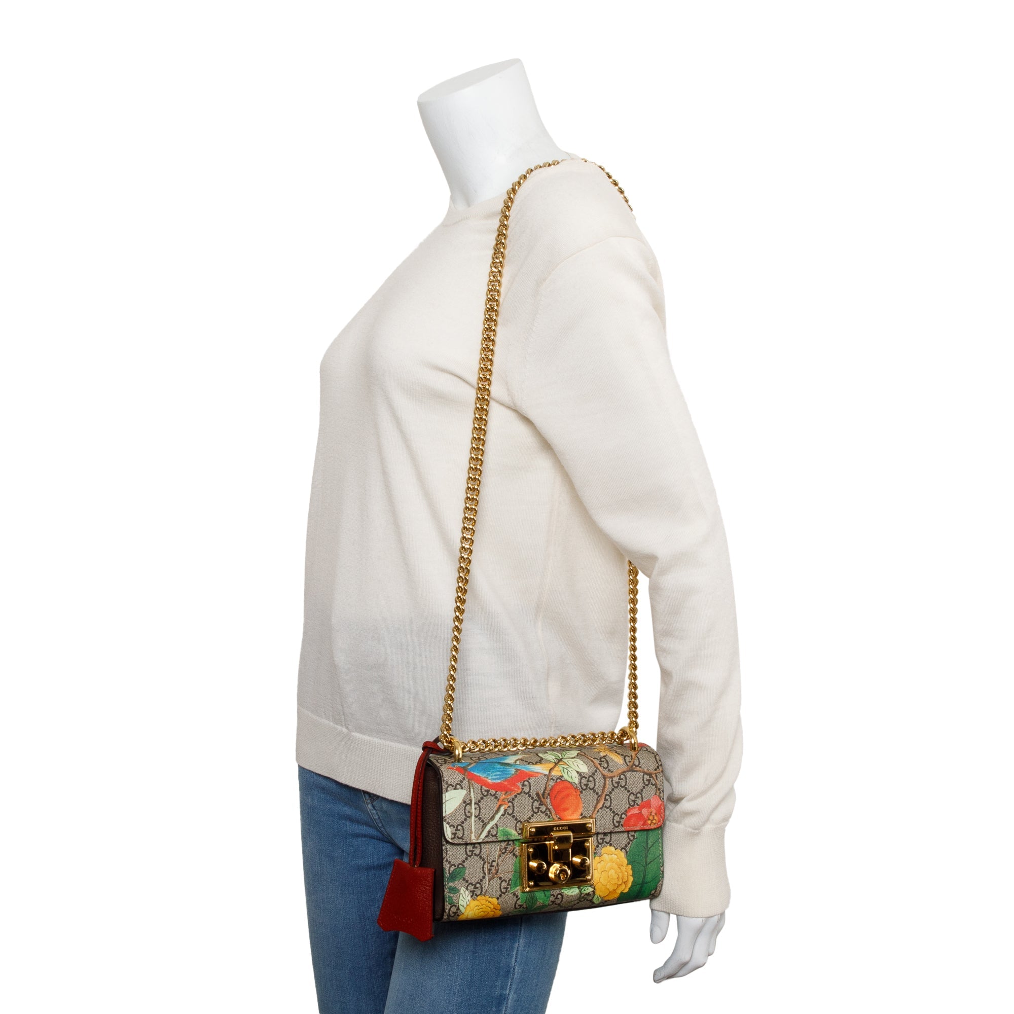 Gucci GG Supreme Tian Small Padlock Chain Shoulder Bag