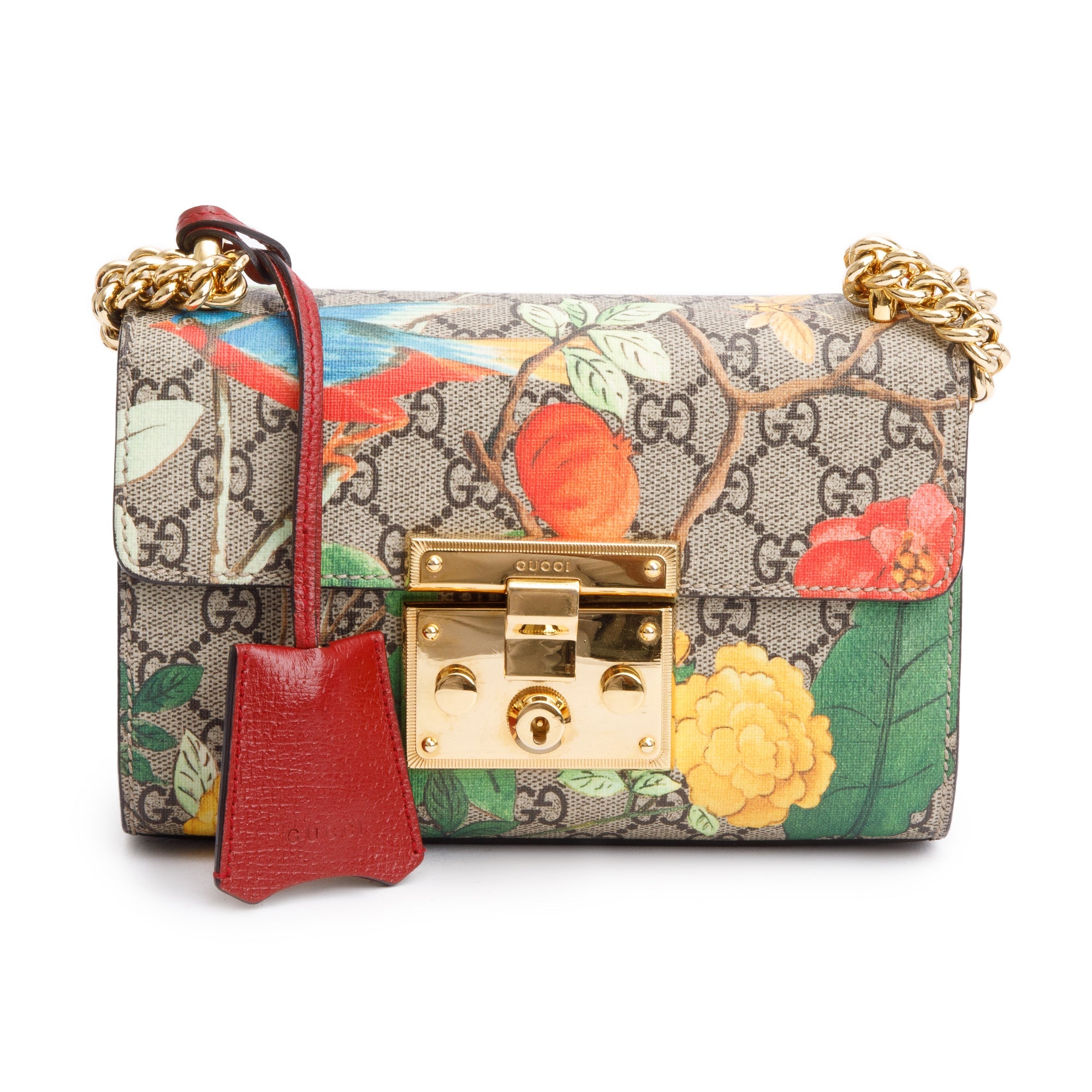 Gucci GG Supreme Tian Small Padlock Chain Shoulder Bag