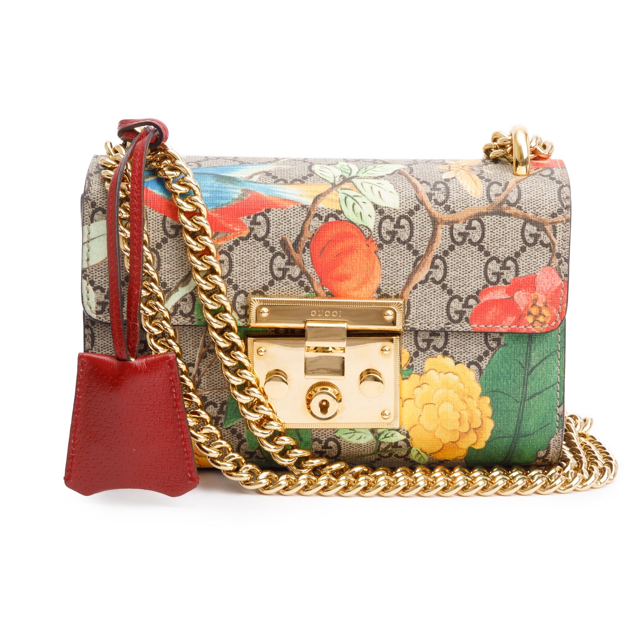 Gucci GG Supreme Tian Small Padlock Chain Shoulder Bag