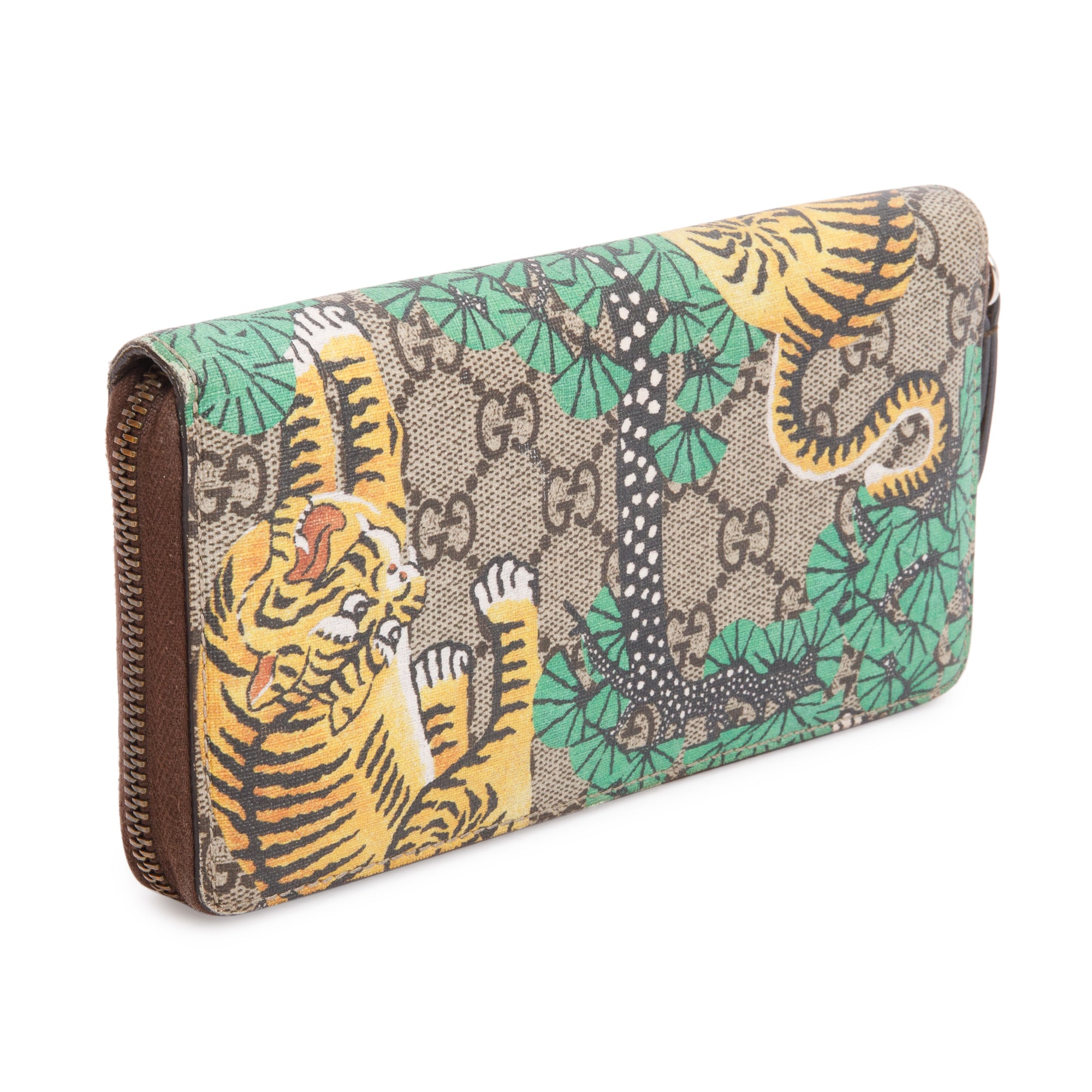 Gucci GG Supreme Tiger Cub Zip Around Wallet w/ Box