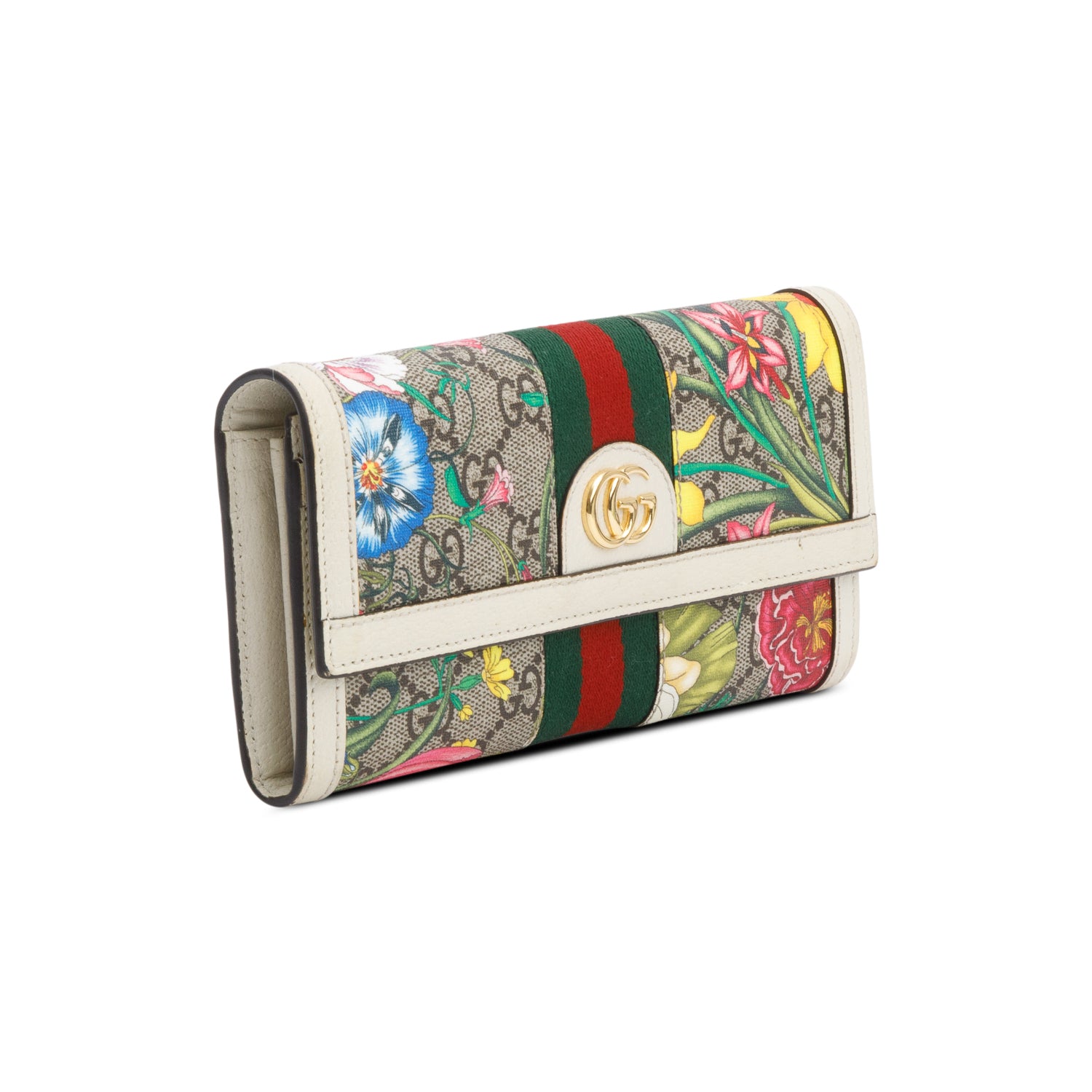 Gucci GG Supreme Web Blooms Ophidia Continental Flap Wallet w/ Box
