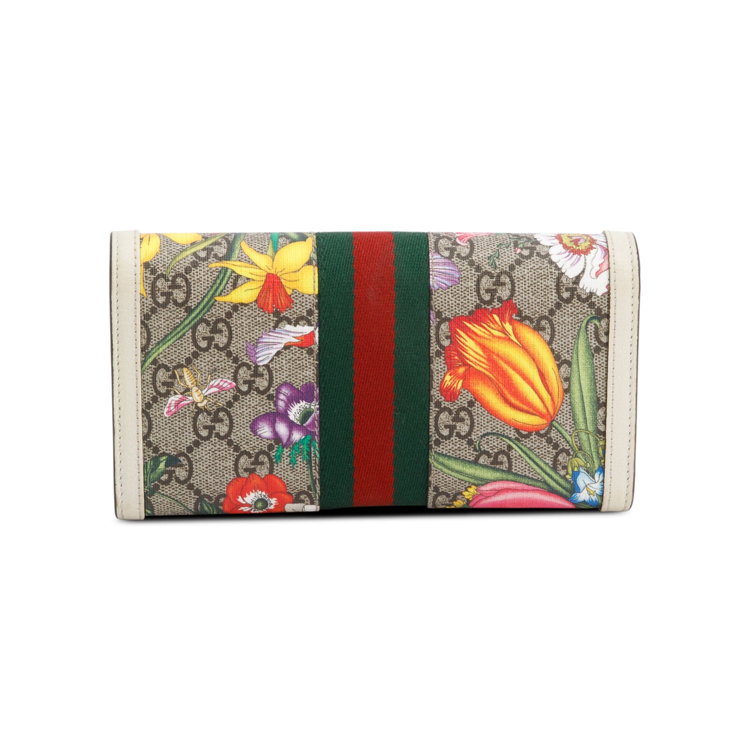Gucci GG Supreme Web Blooms Ophidia Continental Flap Wallet w/ Box