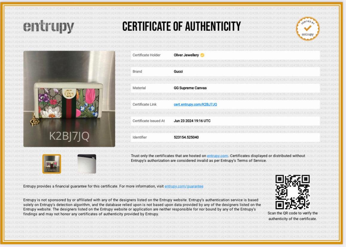 Gucci GG Supreme Web Blooms Ophidia GG Zip Around wallet w/ Box