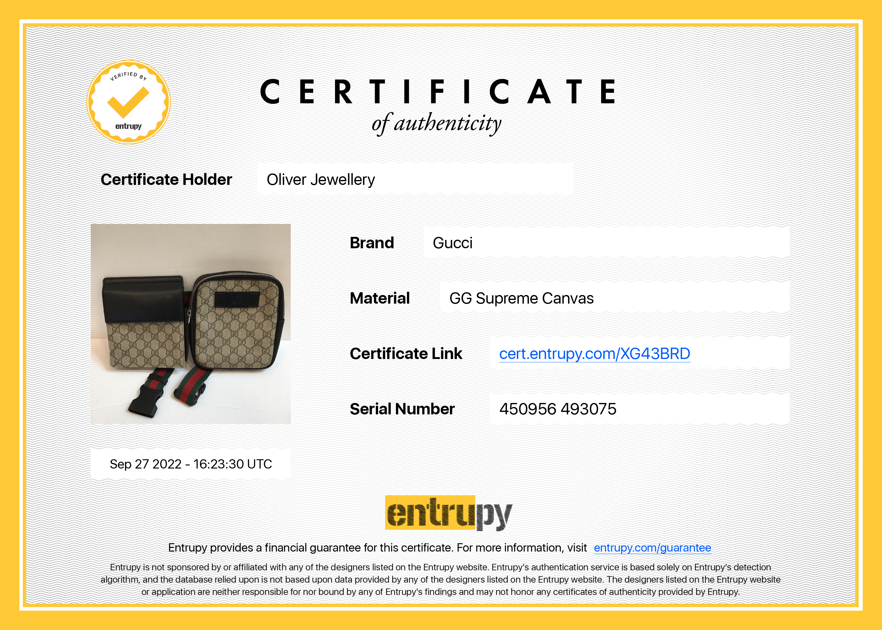 Gucci GG Supreme Web Double Belt Bag