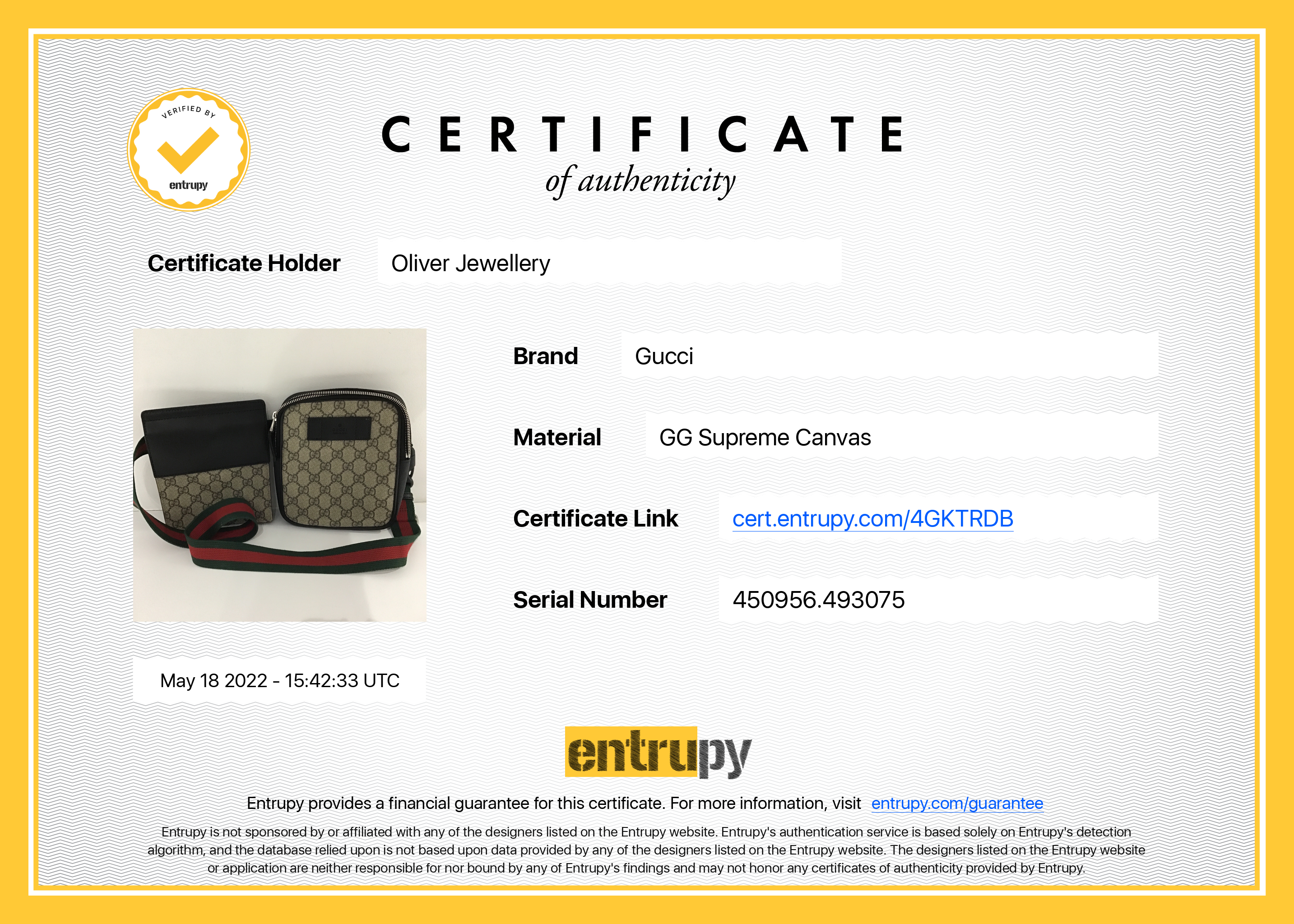 Gucci GG Supreme Web Double Belt Bag