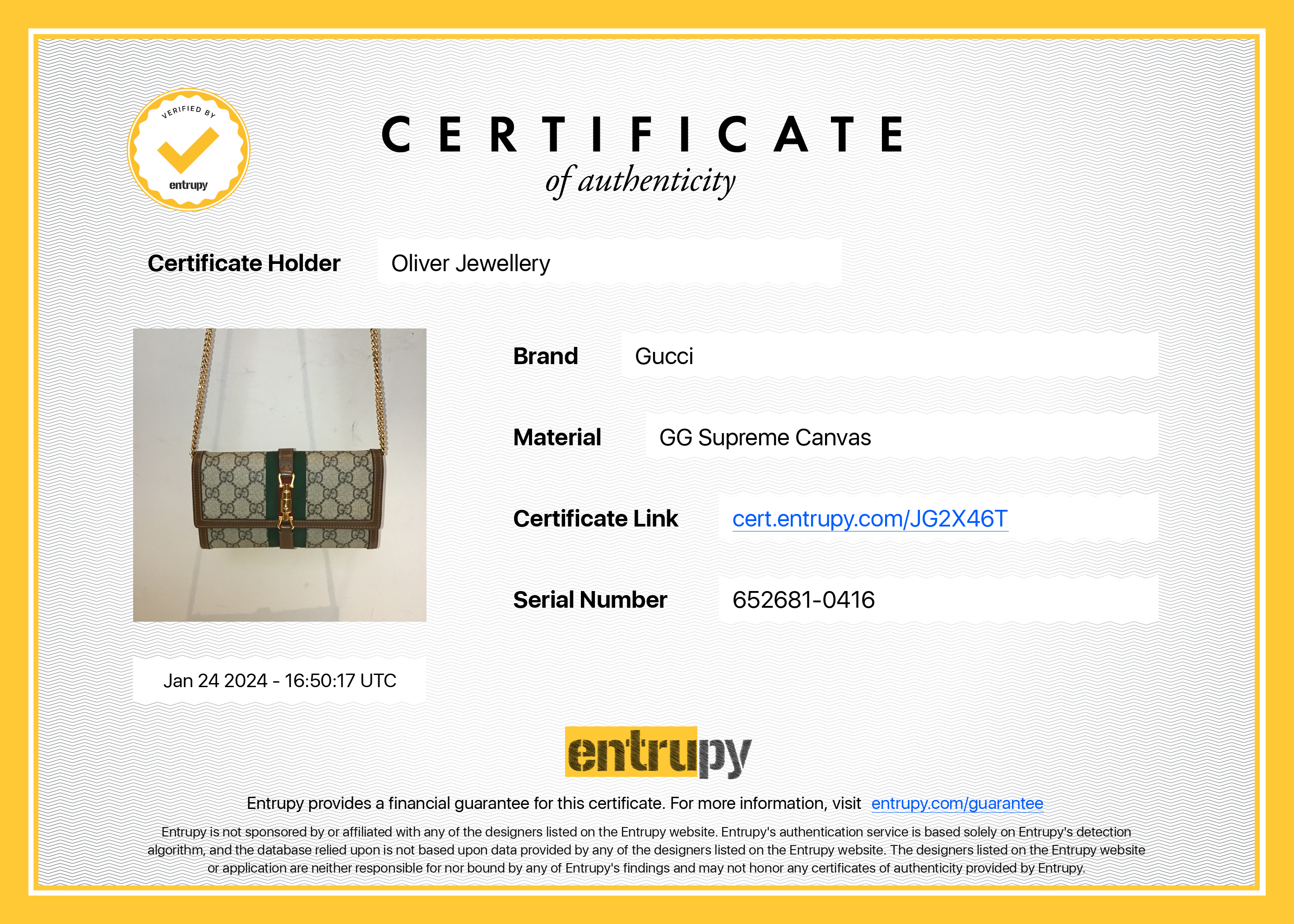 Gucci GG Supreme Web Jackie 1961 Wallet on Chain