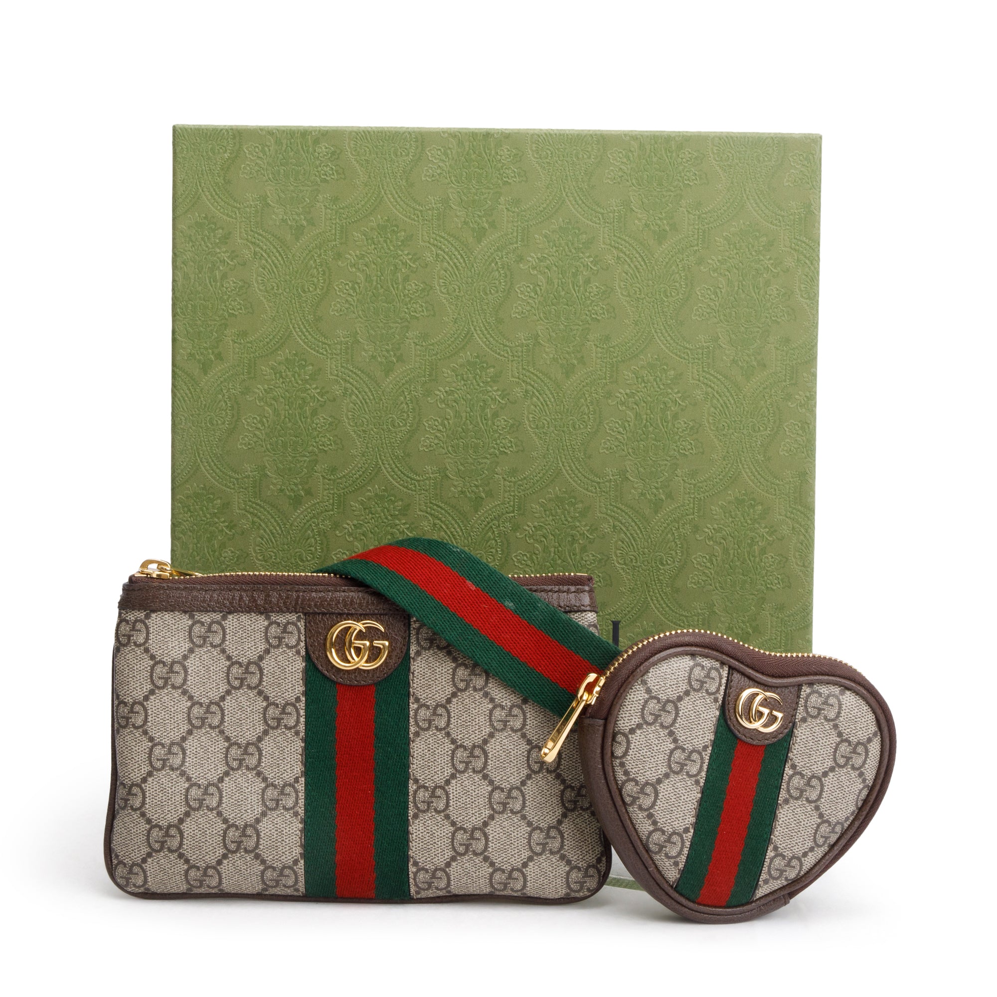 Gucci GG Supreme Web Ophidia Heart Utility Belt Bag w/ Box