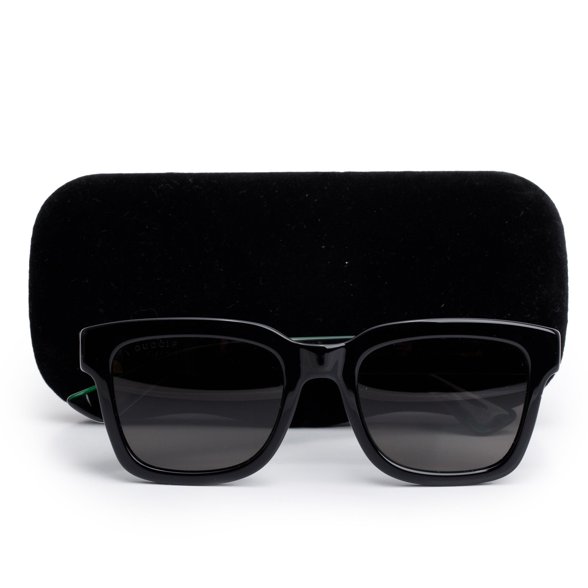 Gucci GG0001S Black Acetate Web Square Sunglasses w/ Case