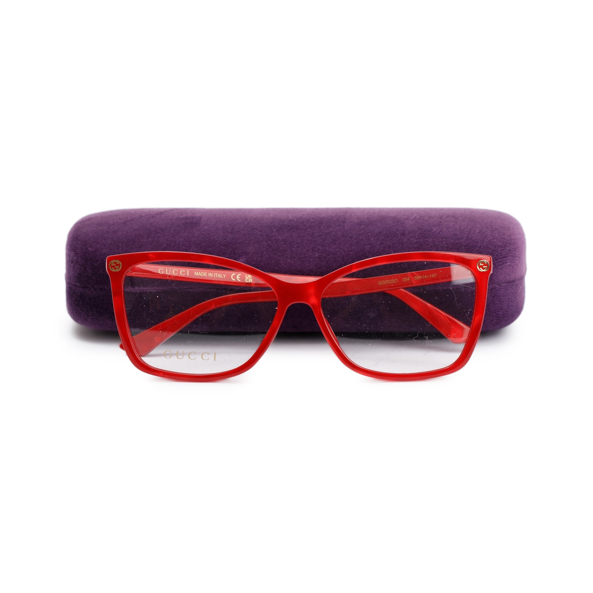Gucci GG00250 Red Acetate Eyeglasses w/ Case