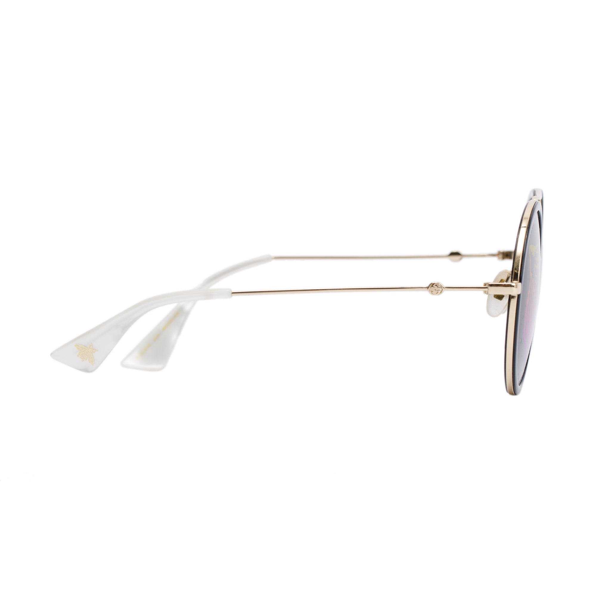 Gucci GG0061S Black Acetate Interlocking G Tiger Print Round Sunglasses w/ Case