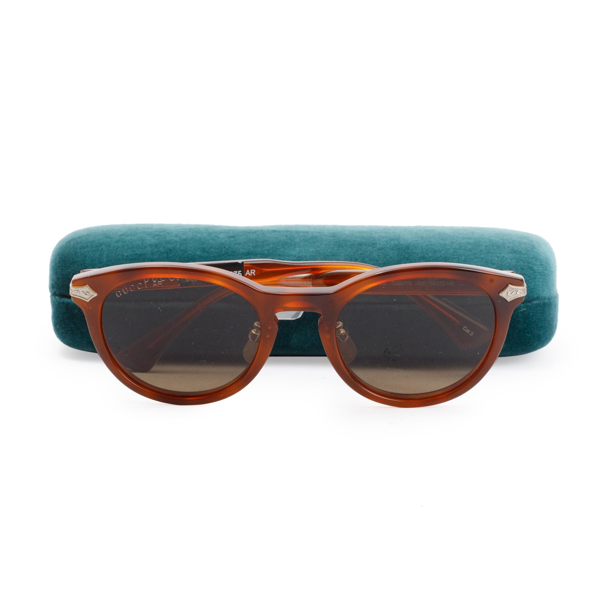 Gucci GG0071S Titanium Havana Round Sunglasses w/ Case