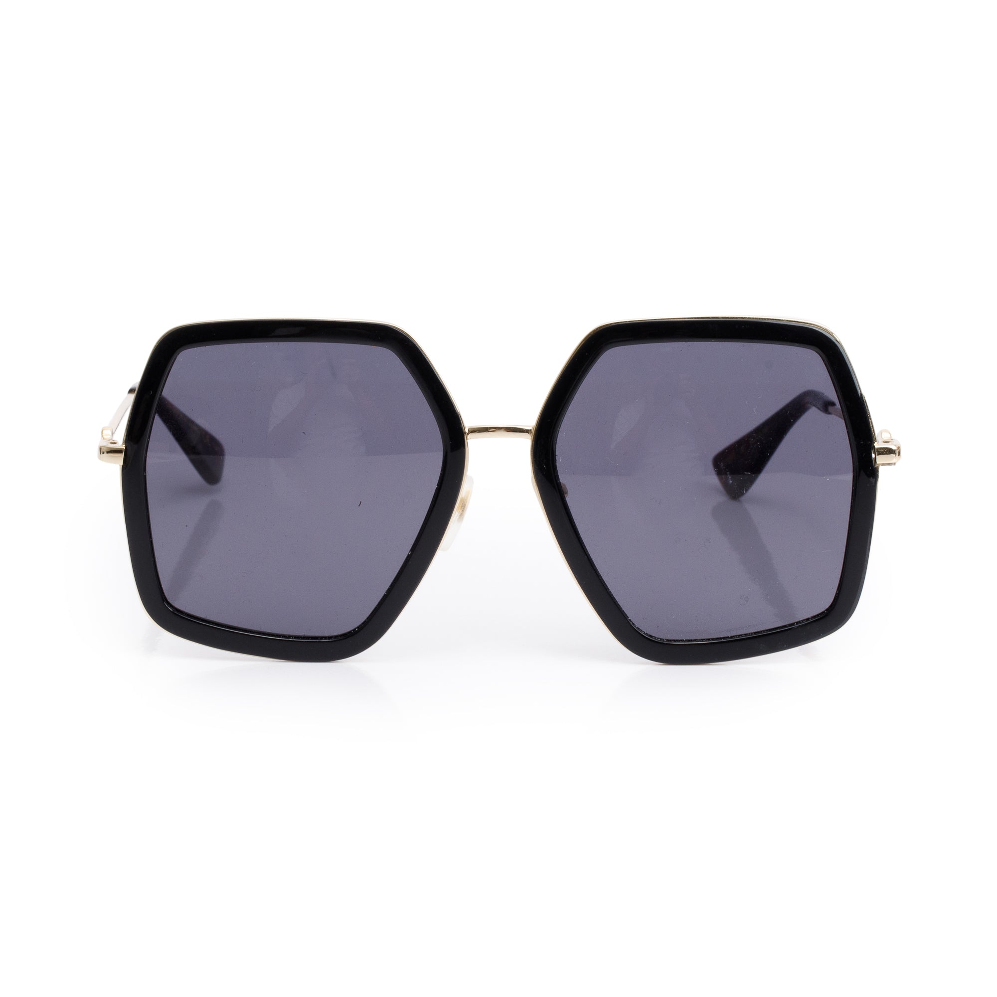 Gucci GG0106S Black Acetate Bee Accent Oversized Square Sunglasses w/ Case