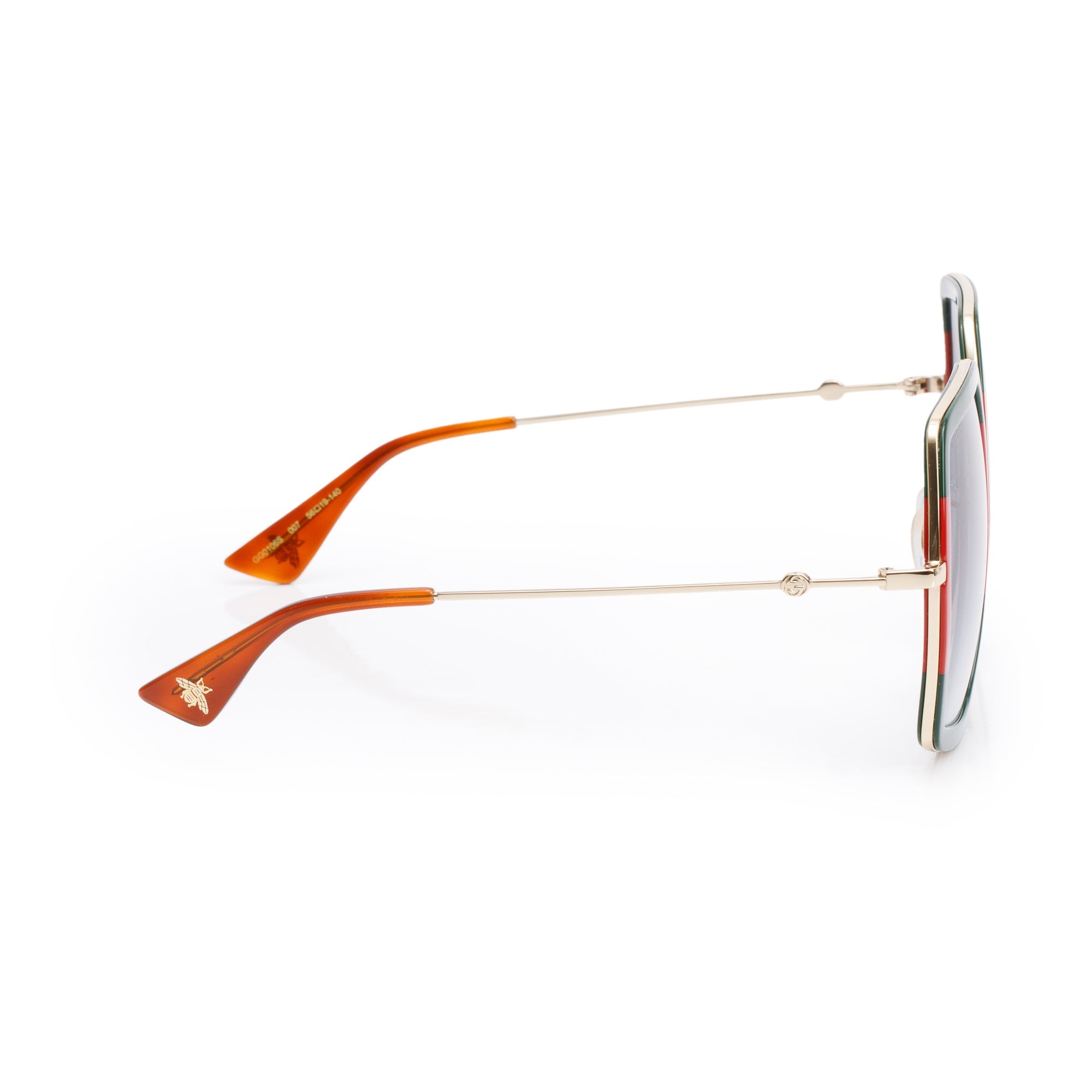 Gucci GG0106S Green, Red Web Acetate Interlocking G Oversized Sunglasses w/ Case