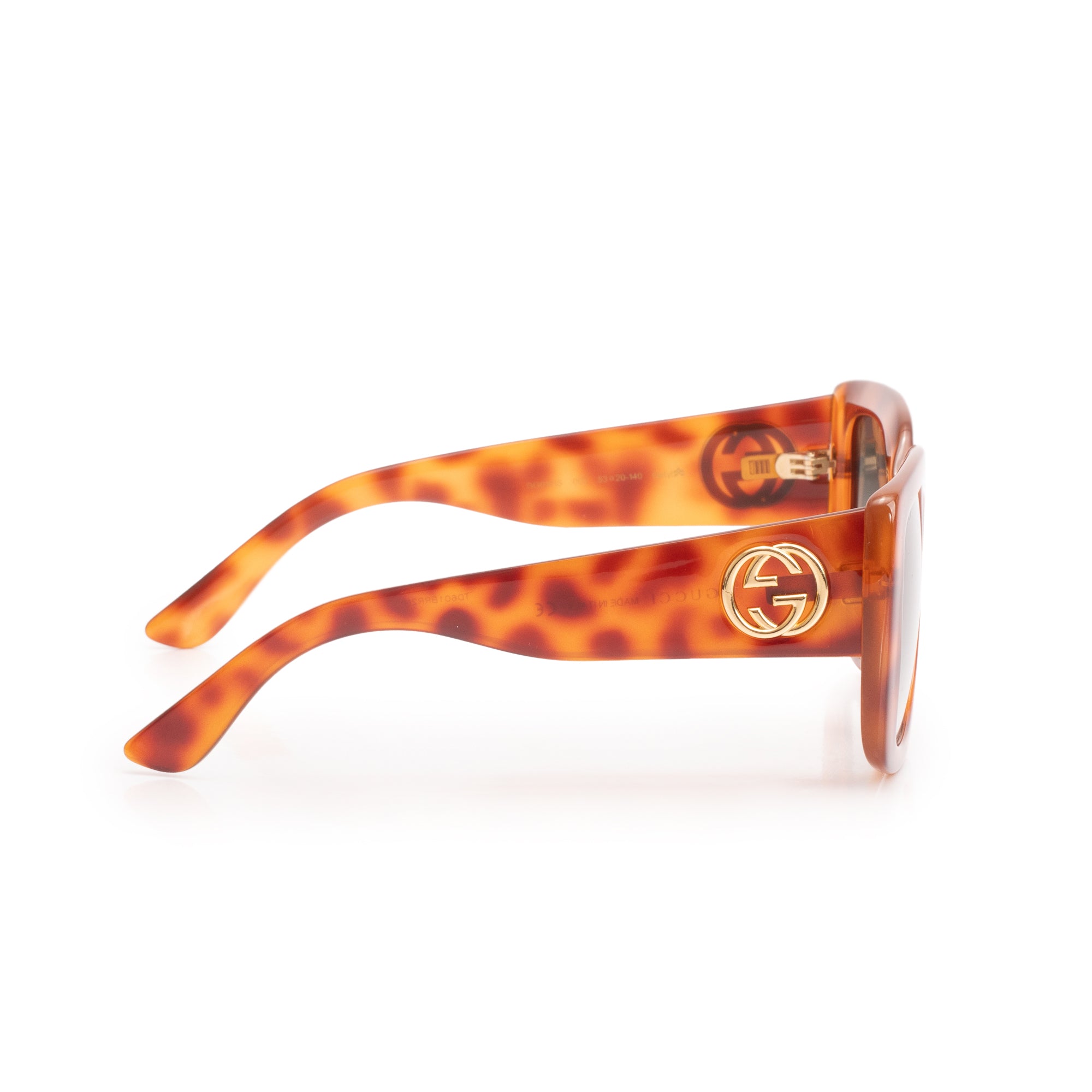 Gucci GG0141S Tortoise Acetate GG Logo Square Frame Sunglasses w/ Case