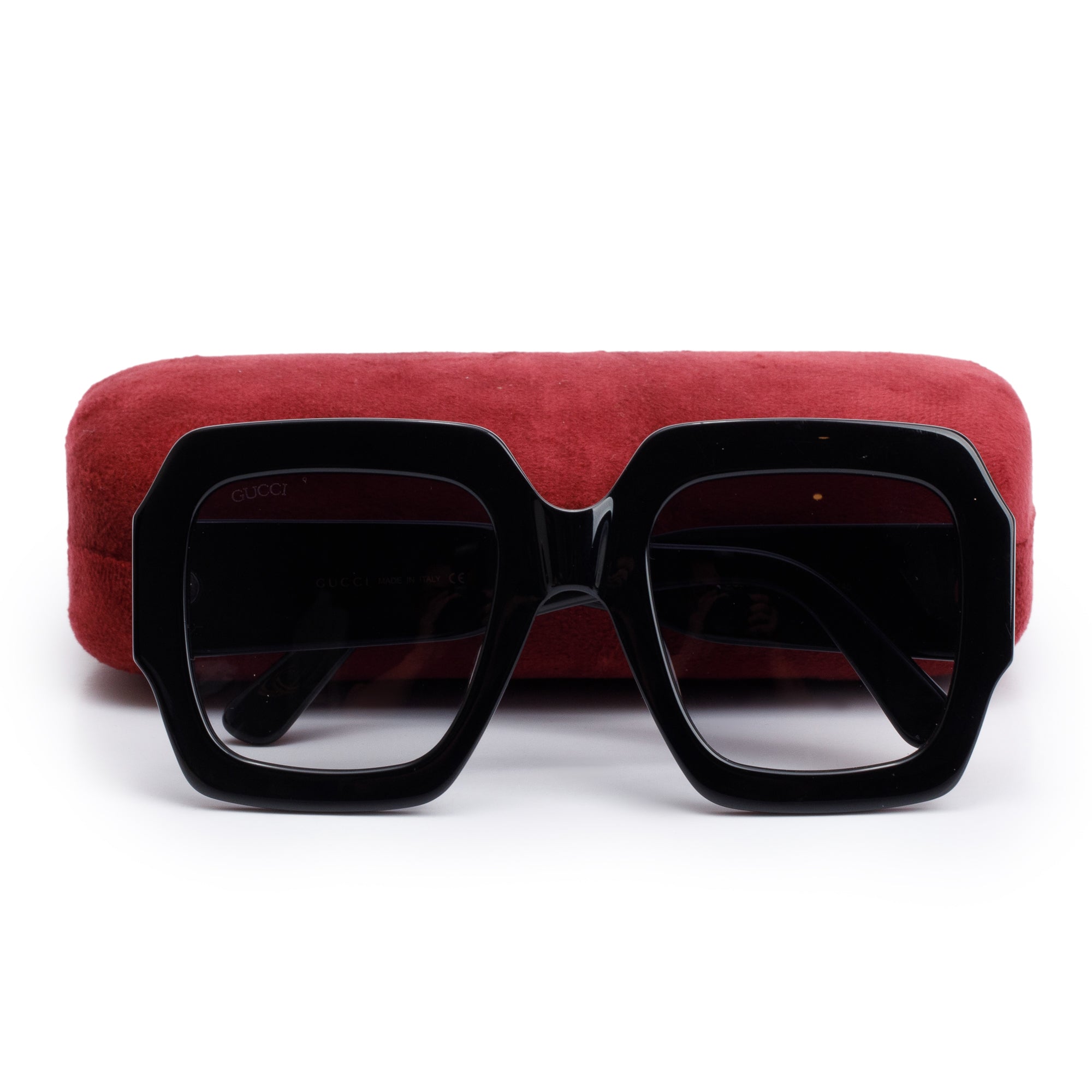 Gucci GG0178S Black Acetate Interlocking G Oversized Sunglasses w/ Case
