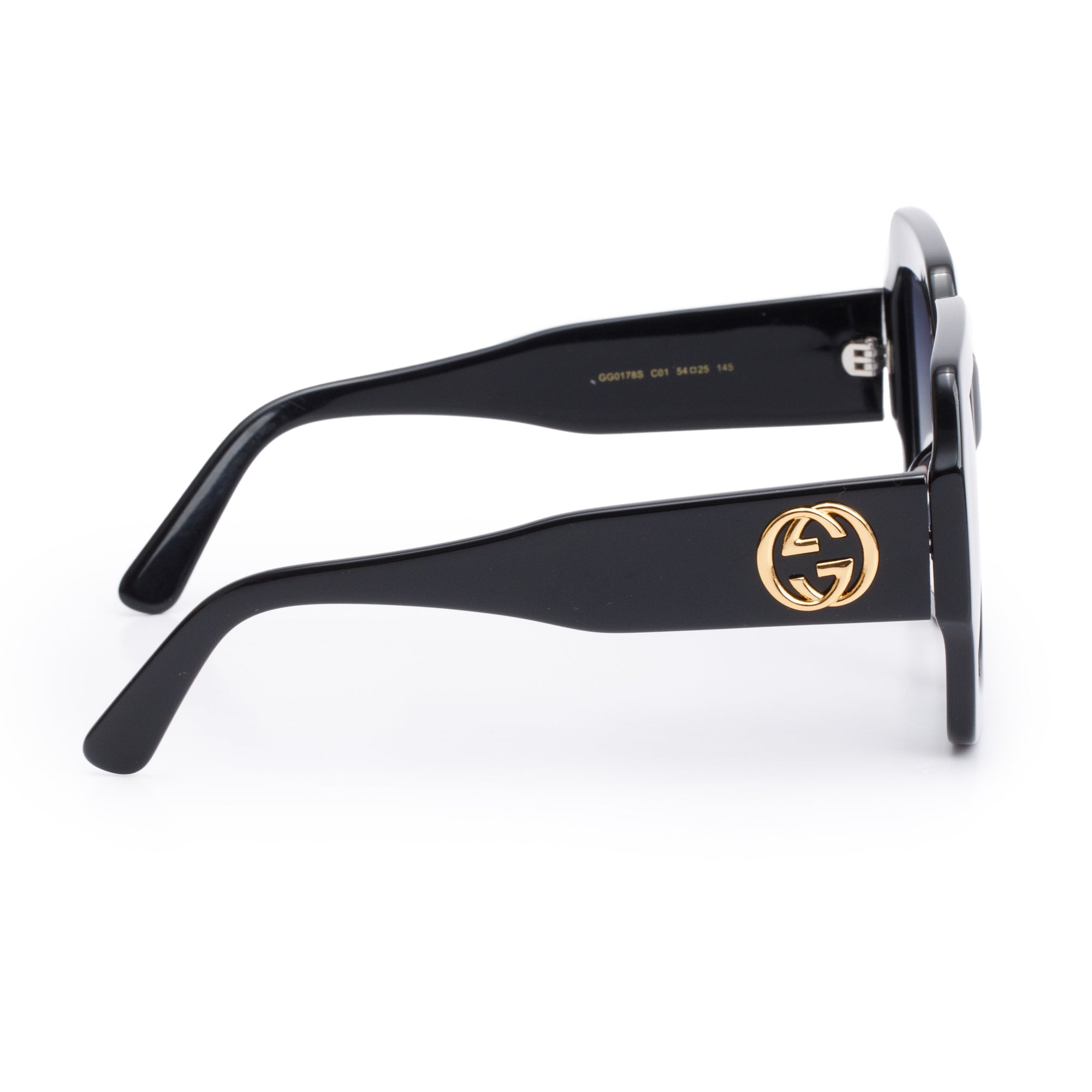 Gucci GG0178S Black Acetate Interlocking G Oversized Sunglasses w/ Case