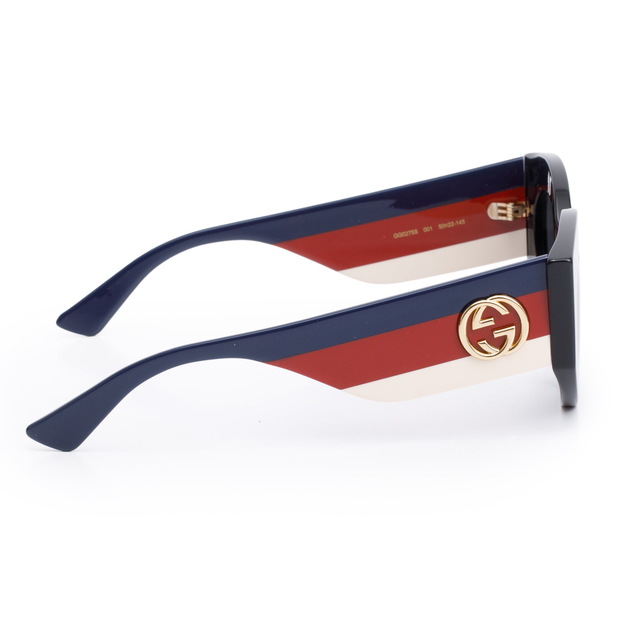 Gucci GG0275S Black & Web Acetate Interlocking G Cat-Eye Sunglasses w/ Case