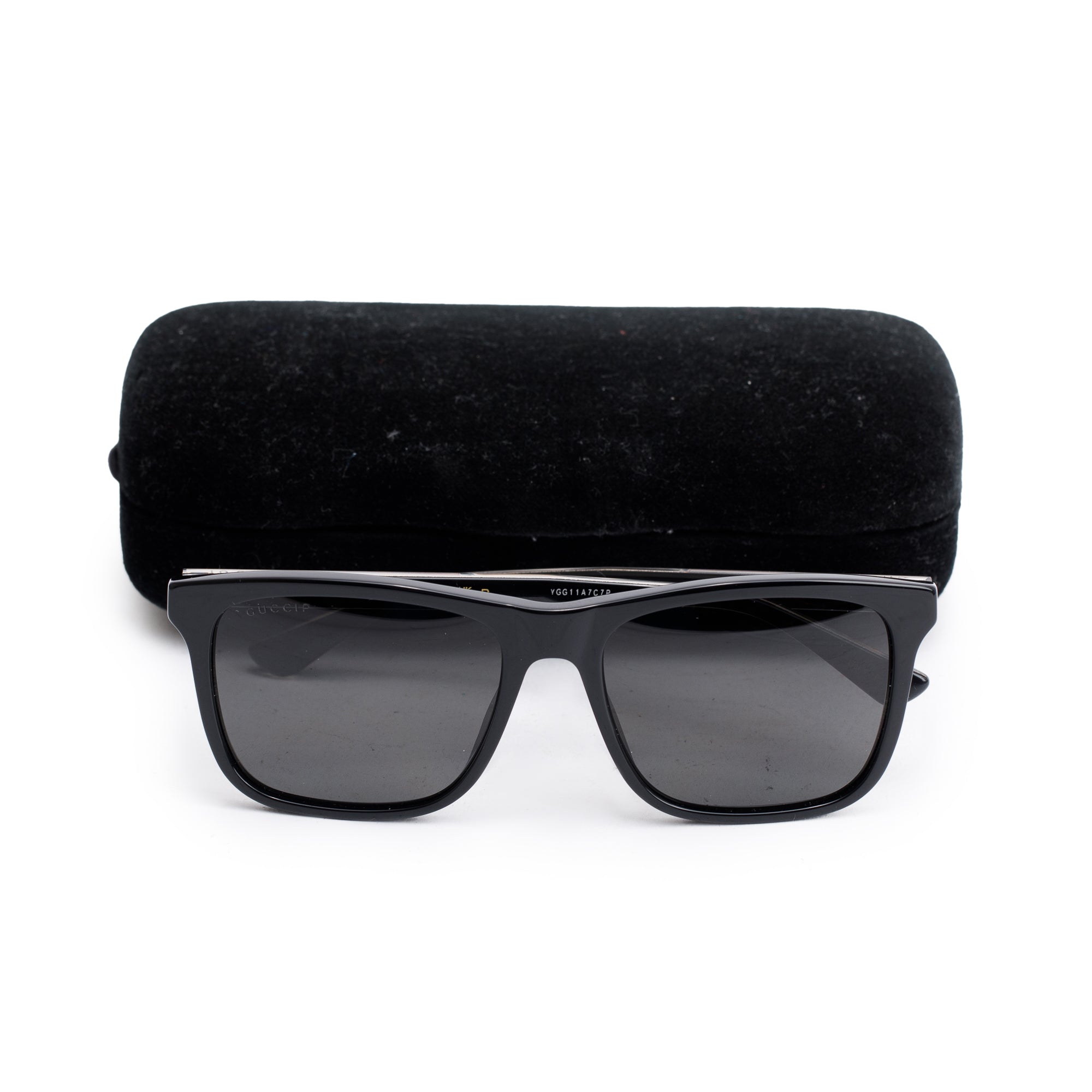 Gucci GG0381SN Black Acetate Web Square Sunglasses w/ Case