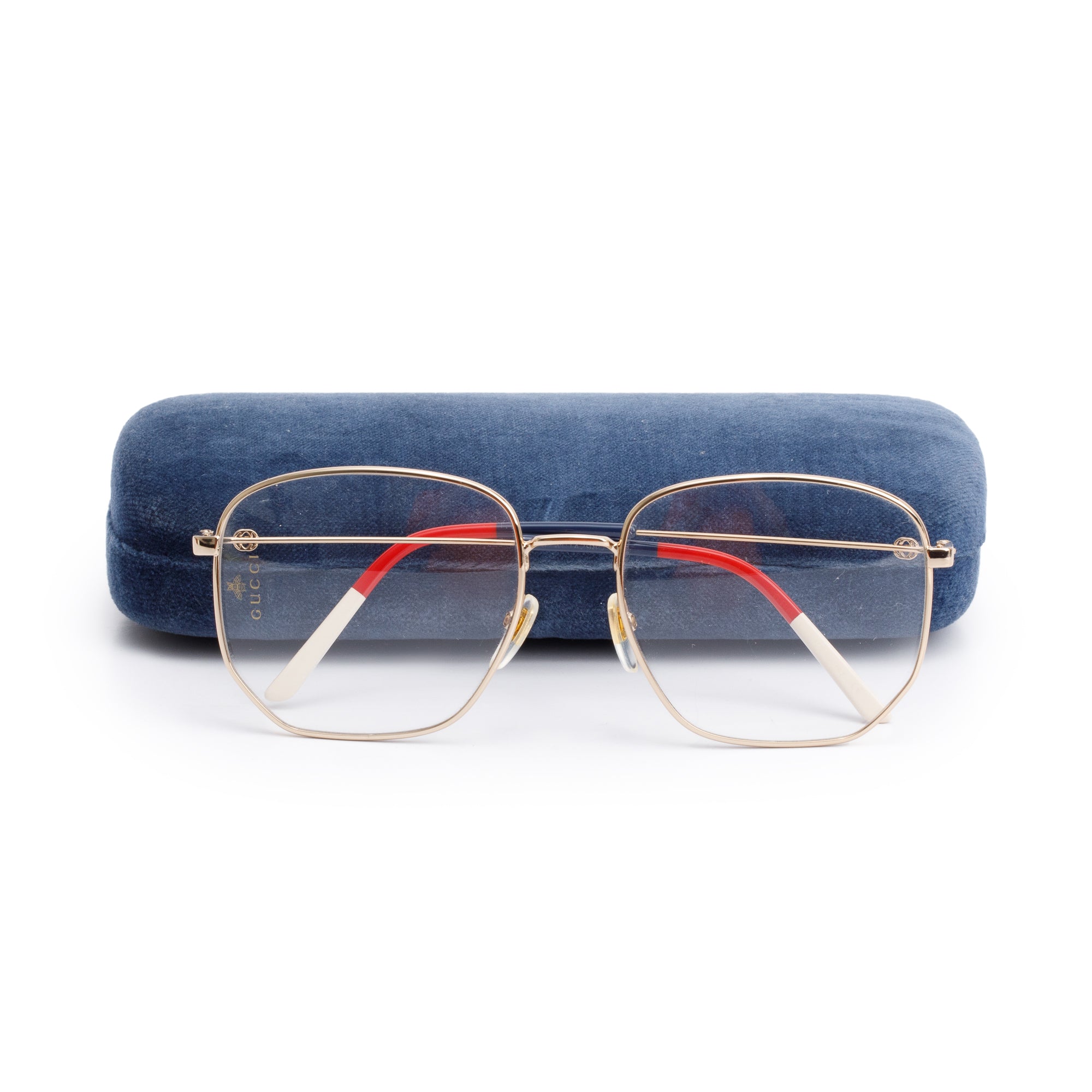 Gucci GG03960 Gold-Tone Metal Square Eyeglasses w/ Case