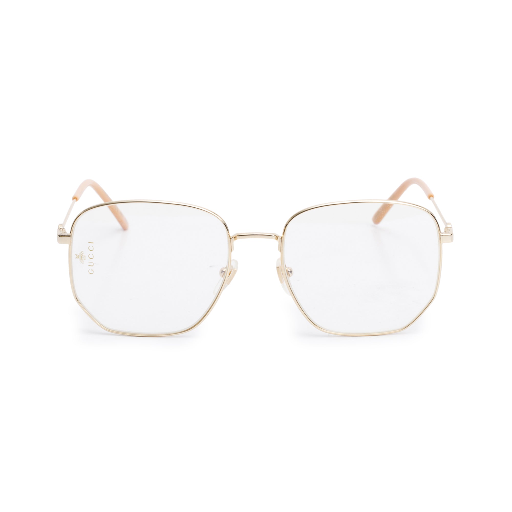 Gucci GG0396S Gold-Tone Metal Square Eyeglasses w/ Case