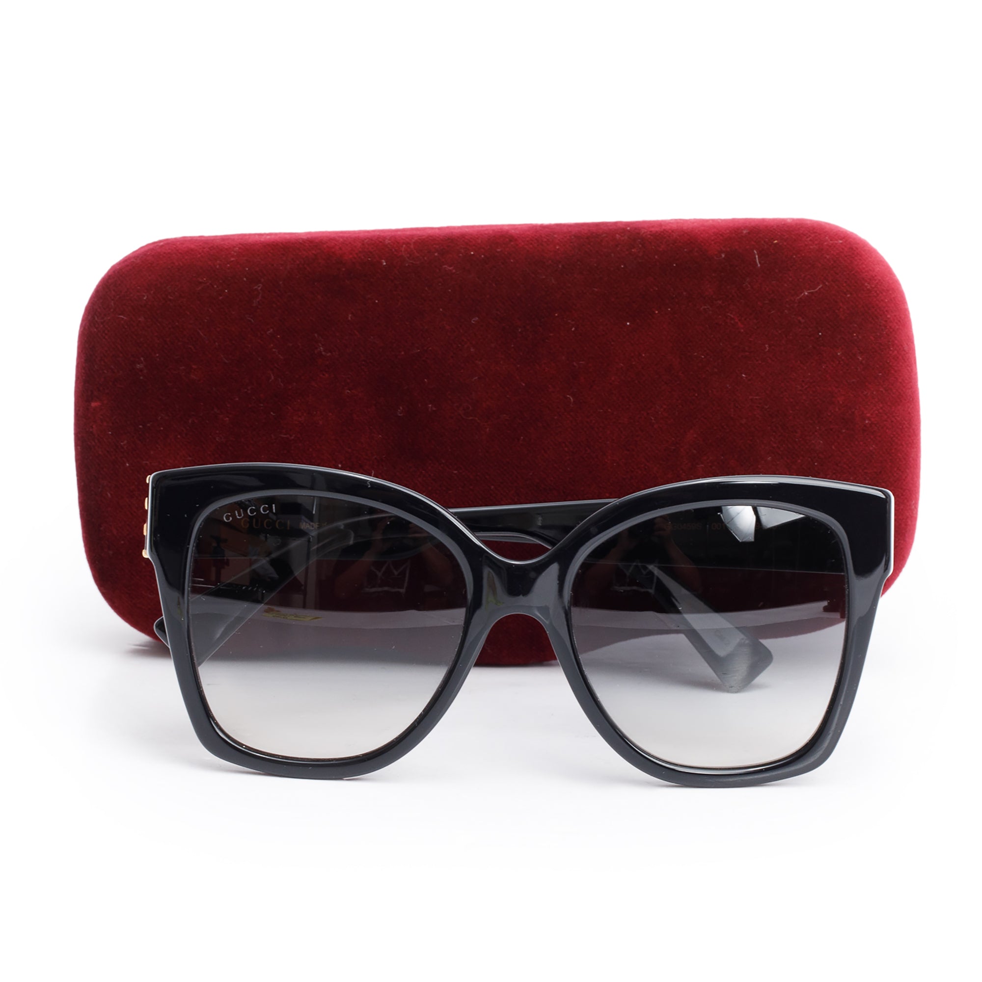 Gucci GG0469S Black Acetate Webi Accent Oversize Square Sunglasses w/ Case