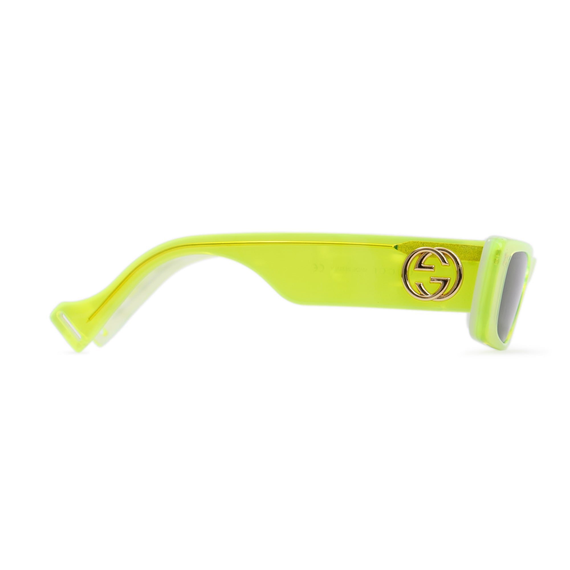 Gucci GG0516S Fluorescent Yellow Acetate Rectangular Sunglasses w/ Case