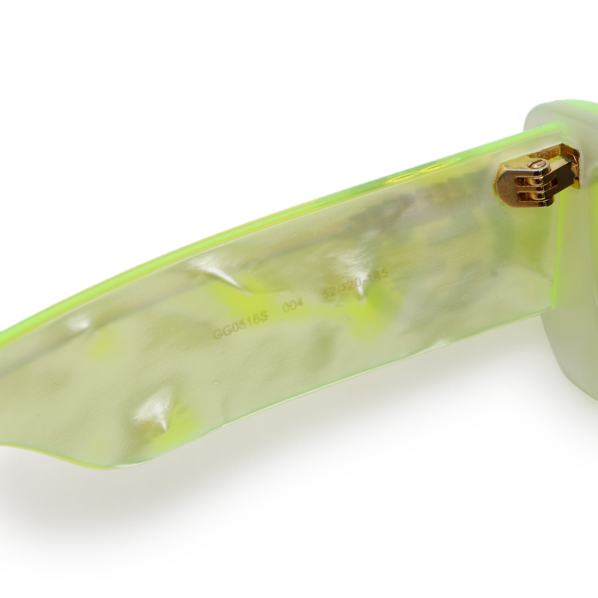 Gucci GG0516S Fluorescent Yellow Acetate Rectangular Sunglasses w/ Case