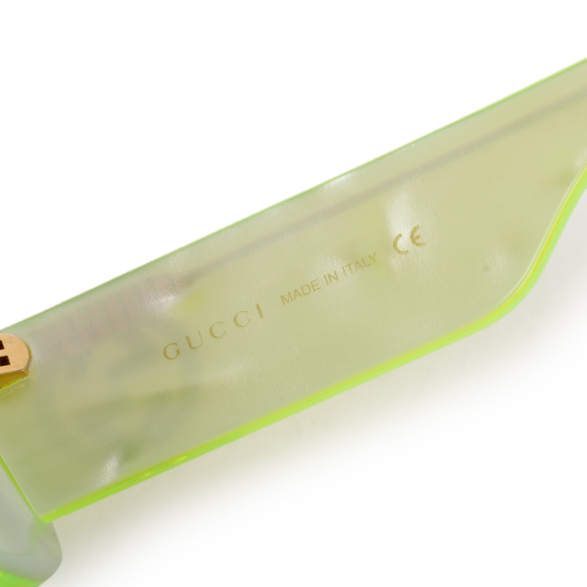 Gucci GG0516S Fluorescent Yellow Acetate Rectangular Sunglasses w/ Case