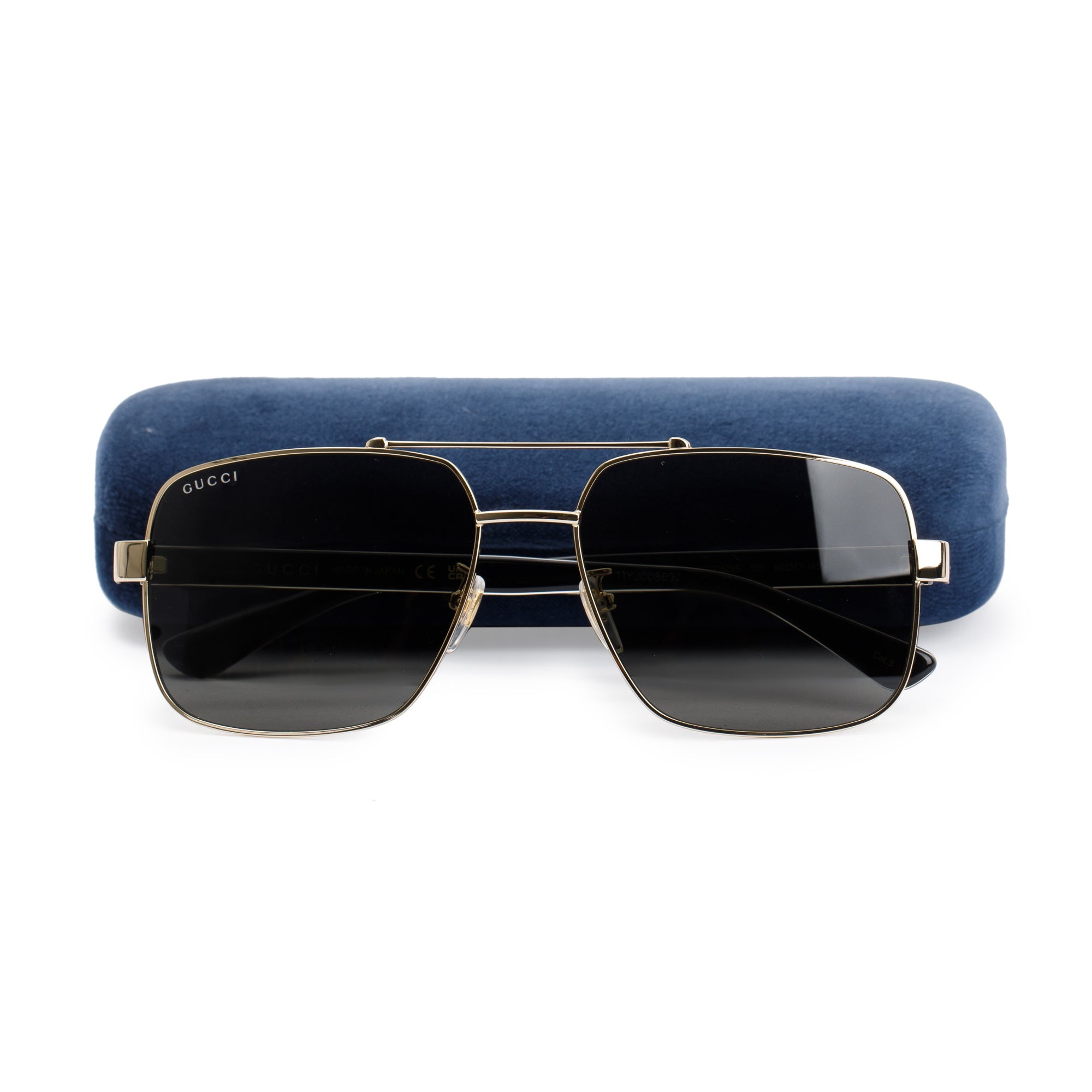 Gucci GG0529S Gold-Tone Frame Aviator Sunglasses w/ Case