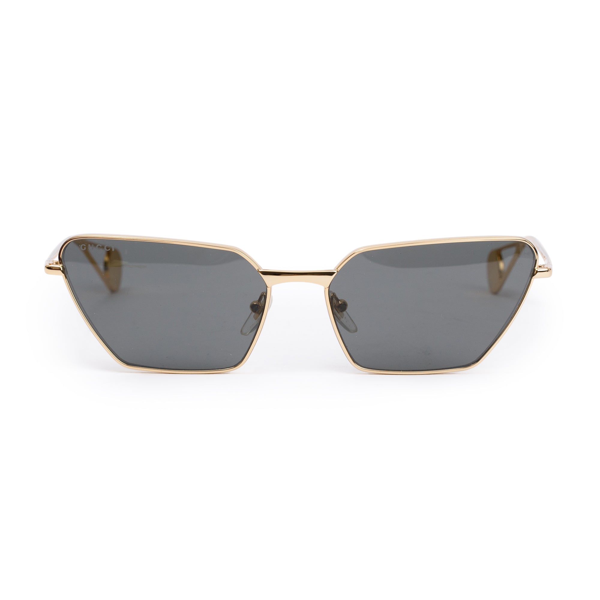 Gucci GG0538S Gold-Tone Frame Rectanglar Sunglasses w/ Case