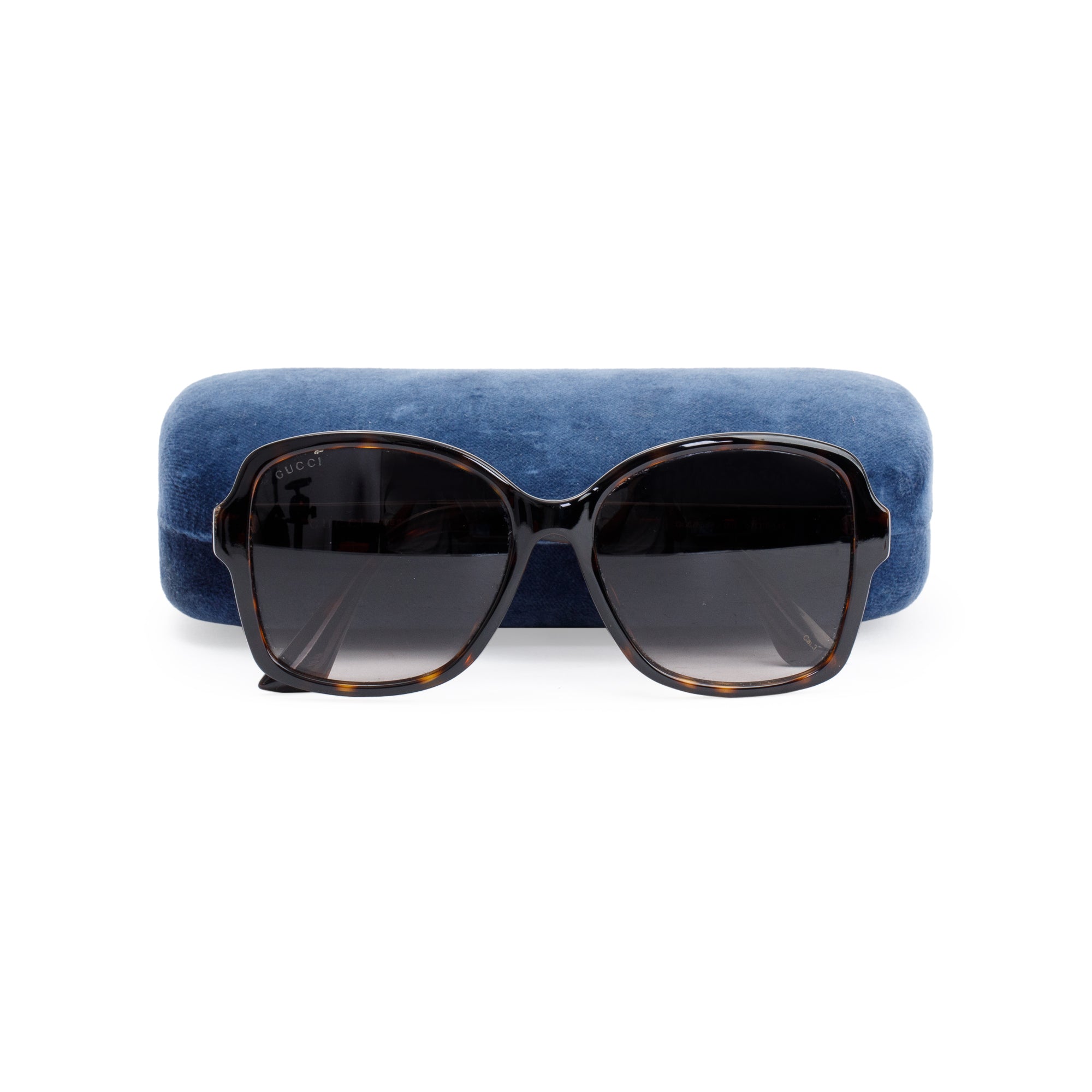 Gucci GG0765SA Havana Acetate Double G Logo Square Sunglasses w/ Case