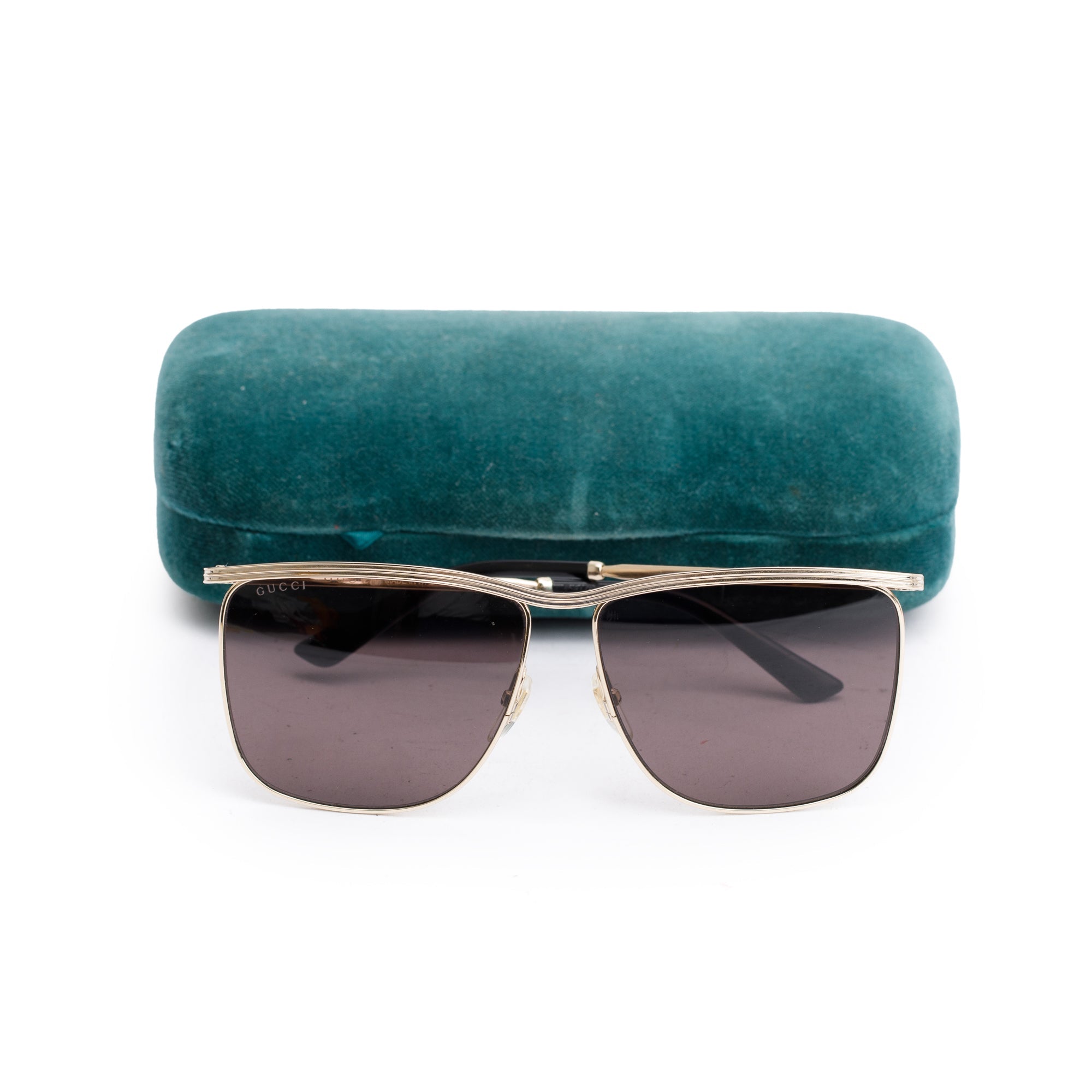 Gucci GG0821S Gold-Tone Frame Square Sunglasses w/ Case