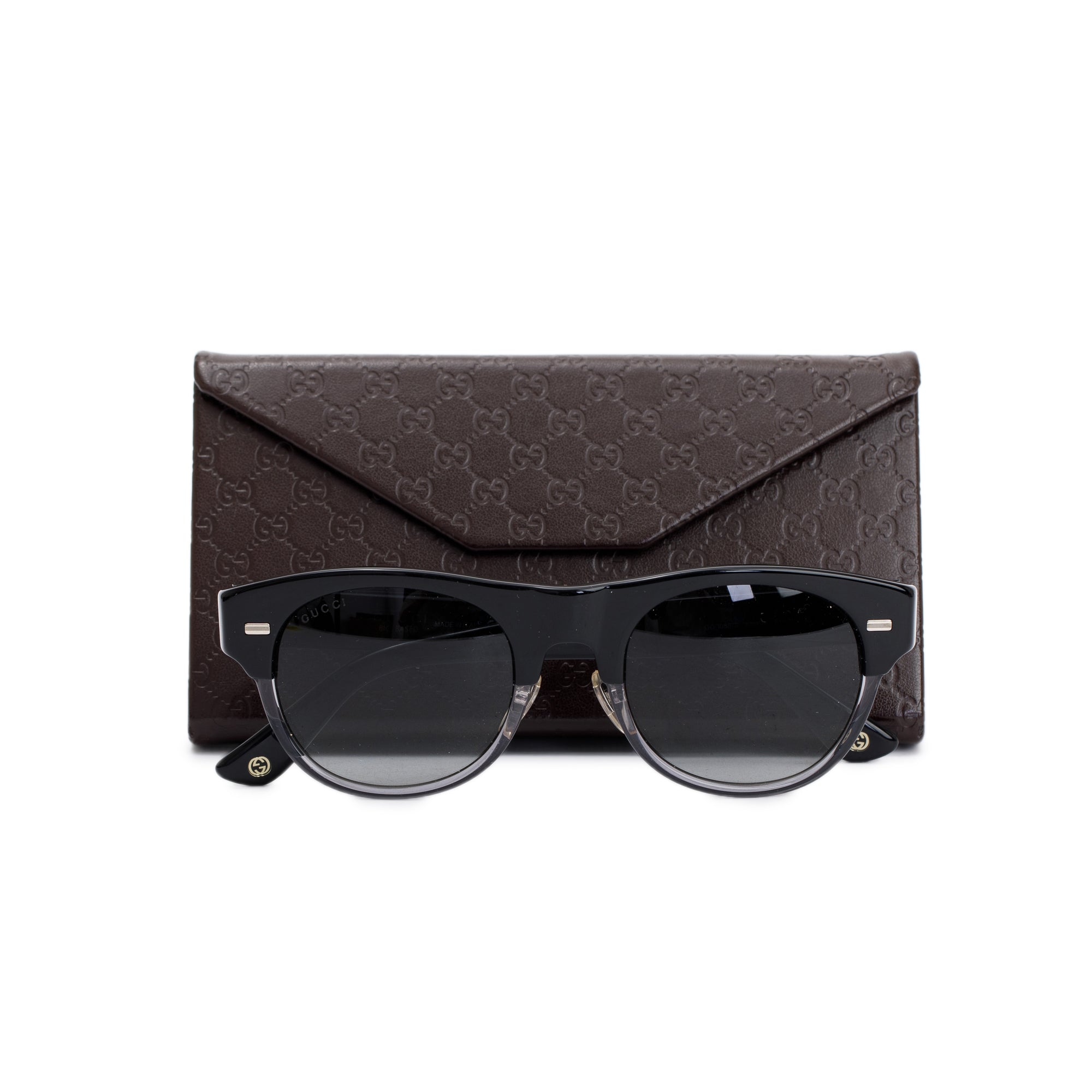 Gucci GG1088/S Black & Clear Acetate Round Sunglasses w/ Case