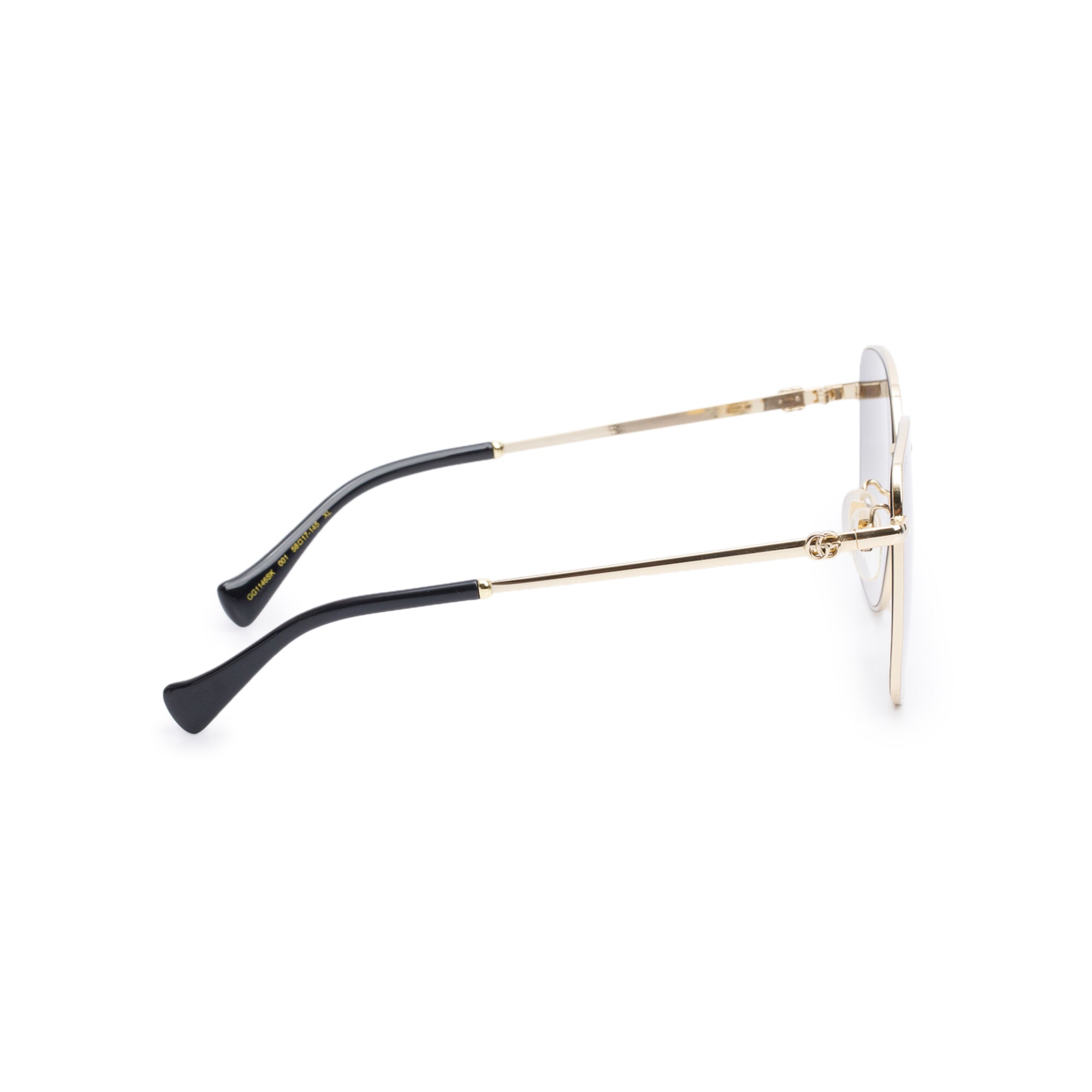 Gucci GG1146SK Gold Tone Black Acetate Square GG Sunglasses