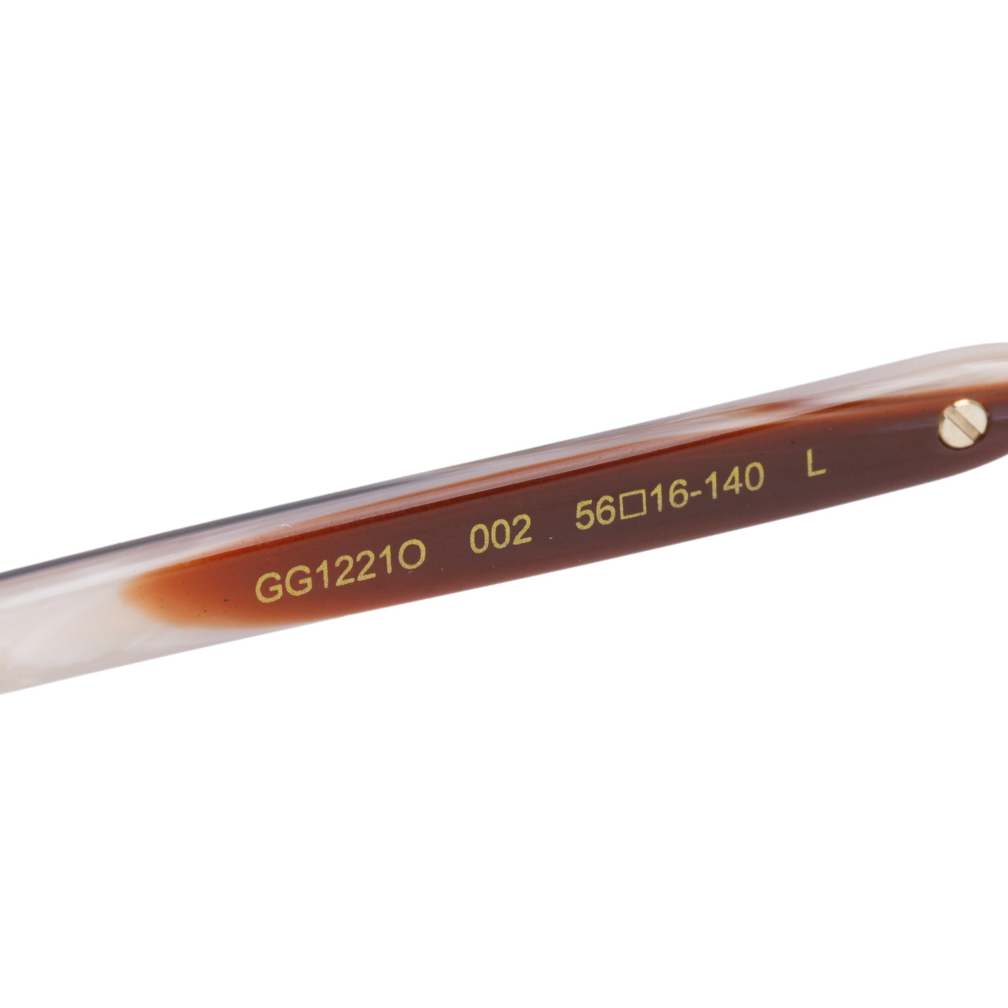 Gucci GG12210 Gold-Tone Metal Brown Acetate Frameless Rectangular Eyeglasses w/ Case