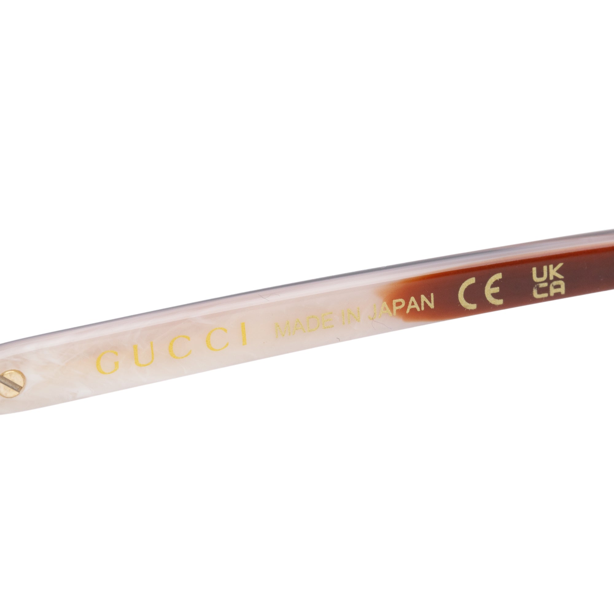 Gucci GG12210 Gold-Tone Metal Brown Acetate Frameless Rectangular Eyeglasses w/ Case