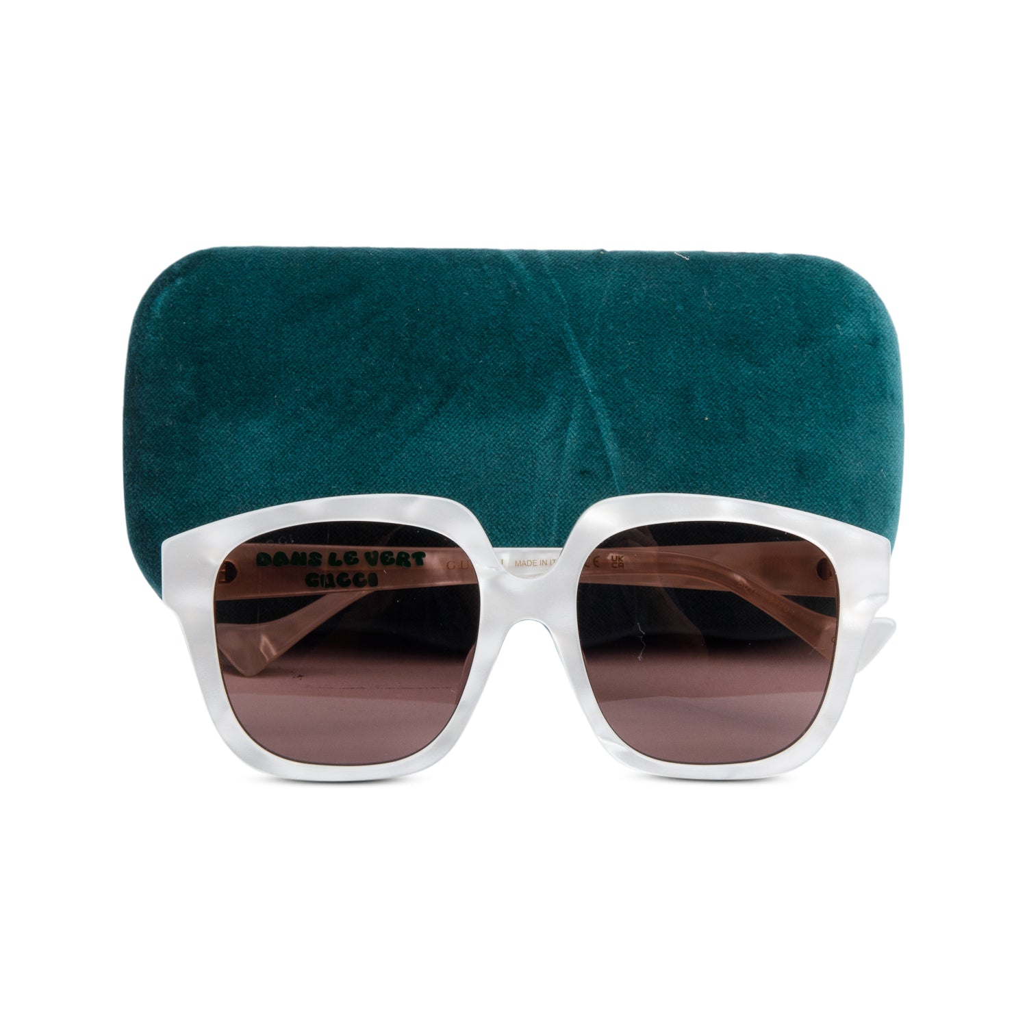 Gucci GG1376SA White Acetate 'Dans Le Vert Gucci' Square Sunglasses w/ Case