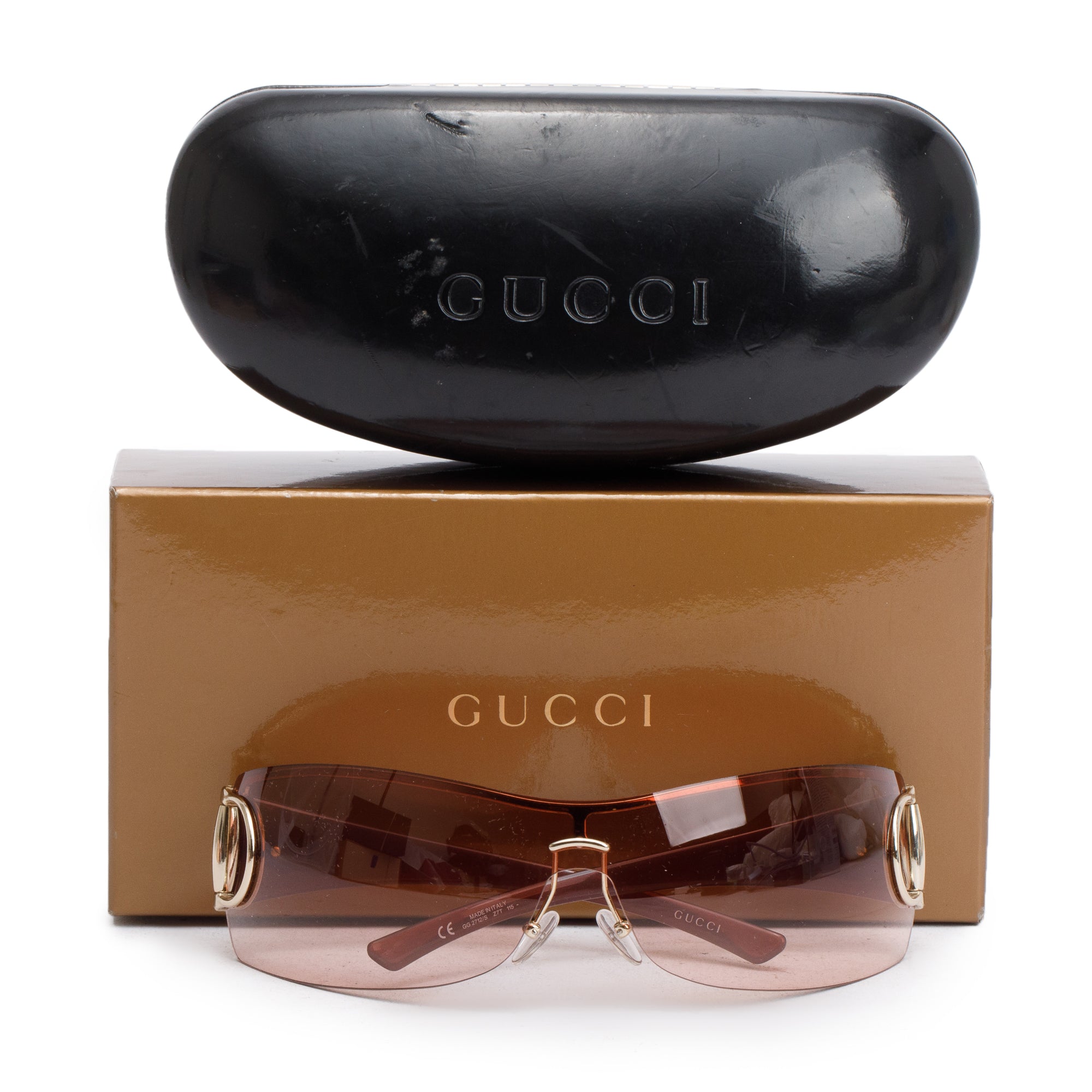 Gucci GG2712/S Brown Acetate Horsebit Shield Sunglasses w/ Box