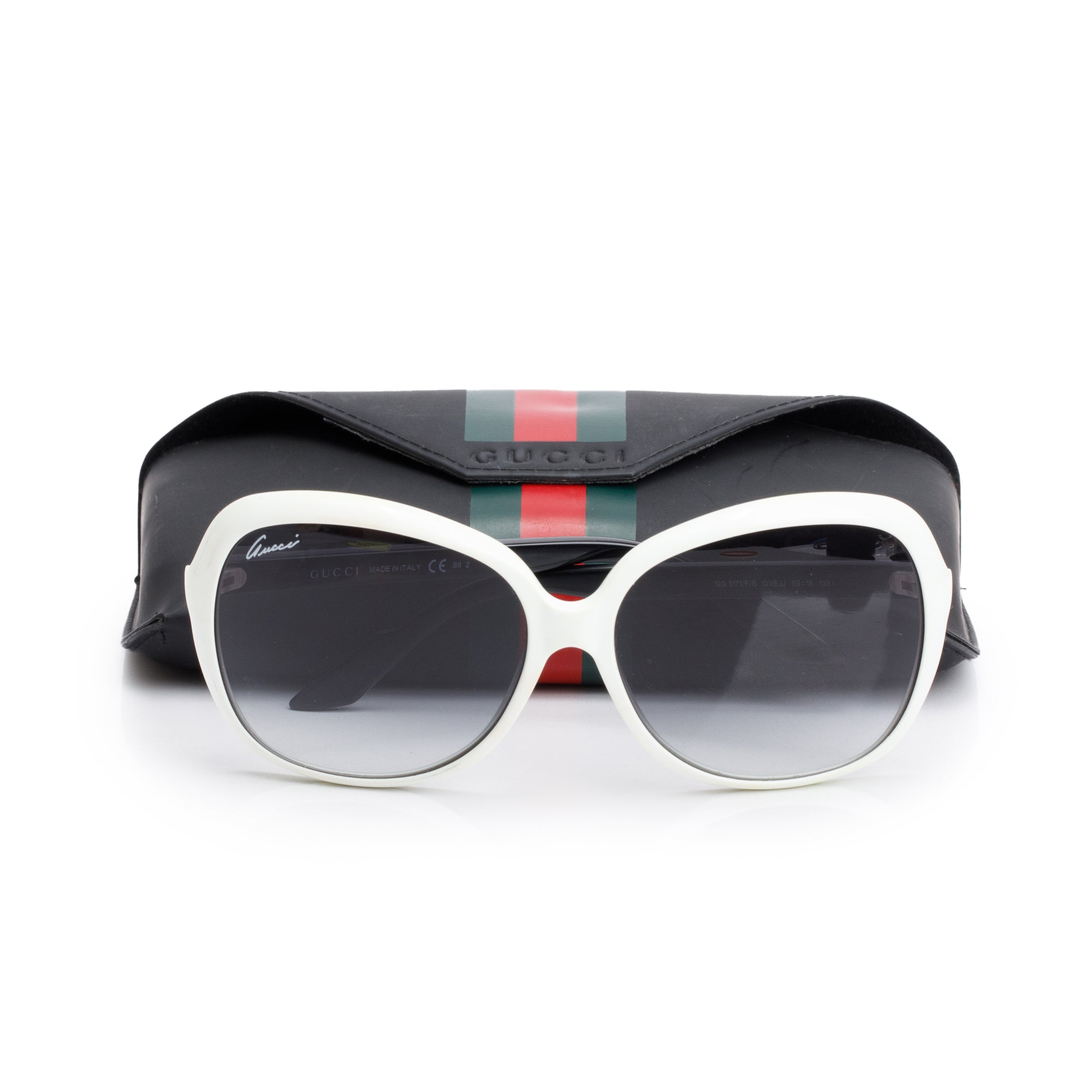 Gucci GG3171/F/S White/Black Acetate GG Web Oversized Sunglasses w/ Case