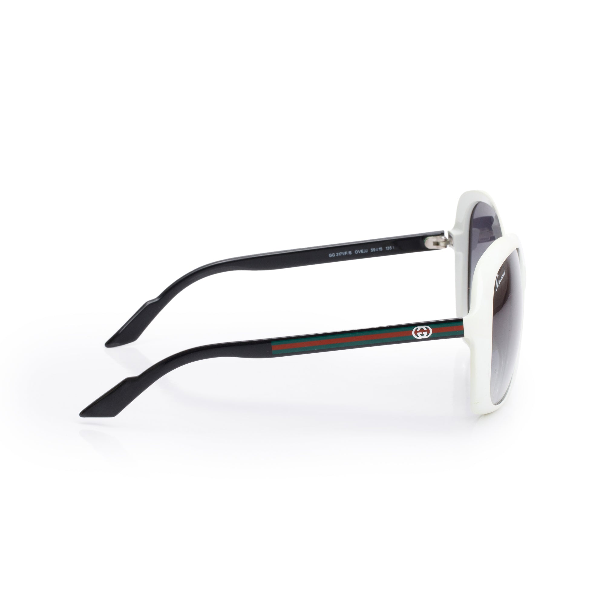 Gucci GG3171/F/S White/Black Acetate GG Web Oversized Sunglasses w/ Case
