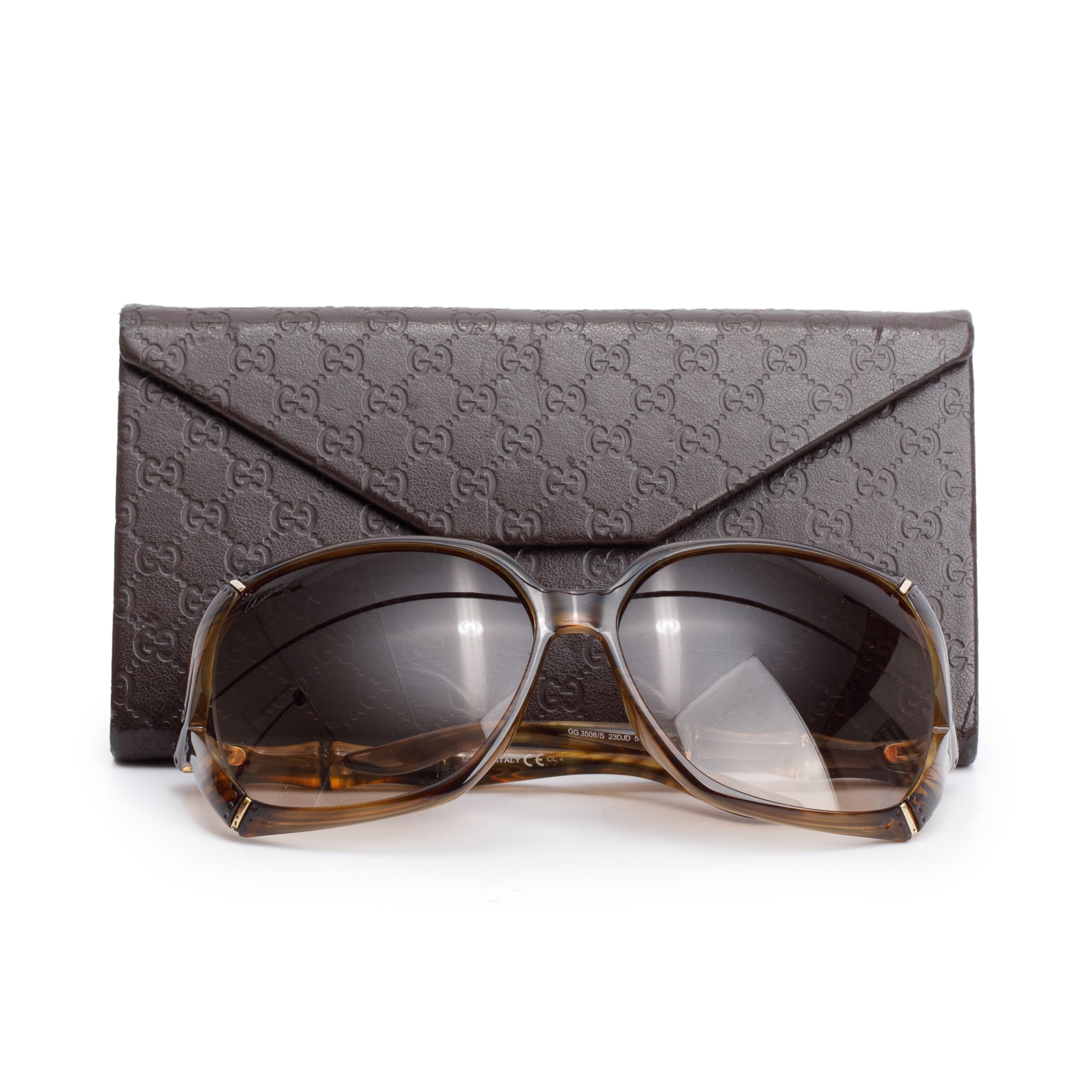 Gucci GG3508/S Brown Havana Acetate Bamboo Effect Sunglasses w/ Case