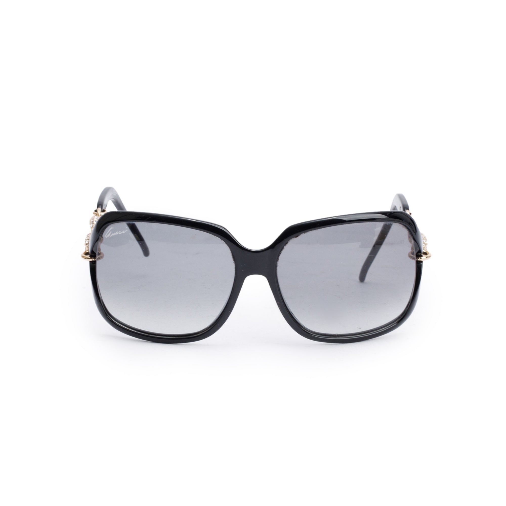 Gucci GG3584/N/S Black Acetate Crystal Marina Chai Accent Oversize Square Sunglasses w/ Case