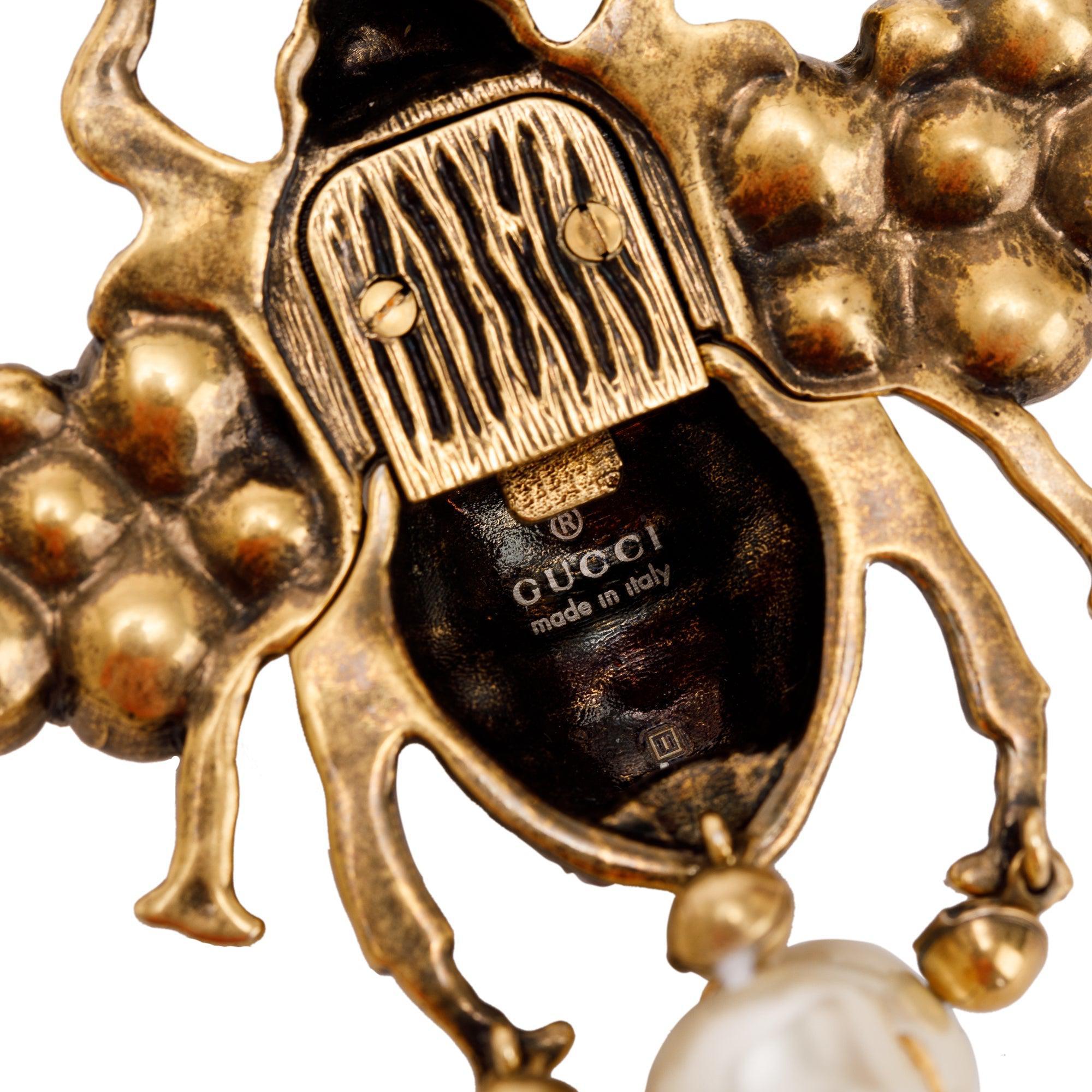 Gucci Glass Pearl Bee Necklace w/ Box